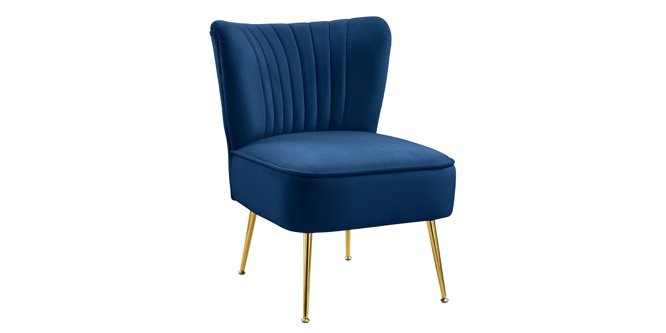 

    
Navy Velvet Channel Tufted Accent Chair TESS 504Navy Meridian Contemporary
