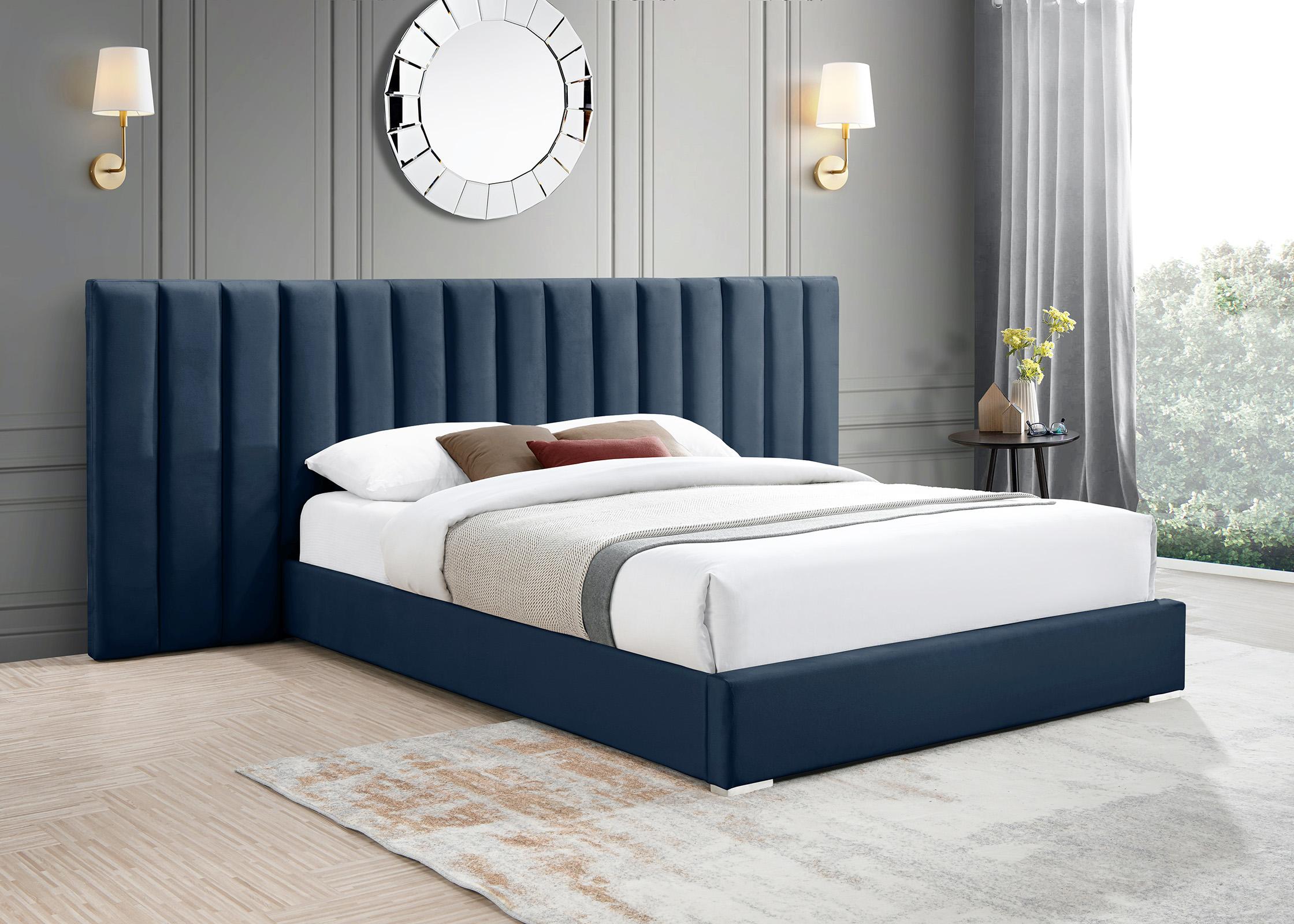 

    
Navy Velvet Channel Tufted Queen Bed PABLO PabloNavy-Q Meridian Contemporary
