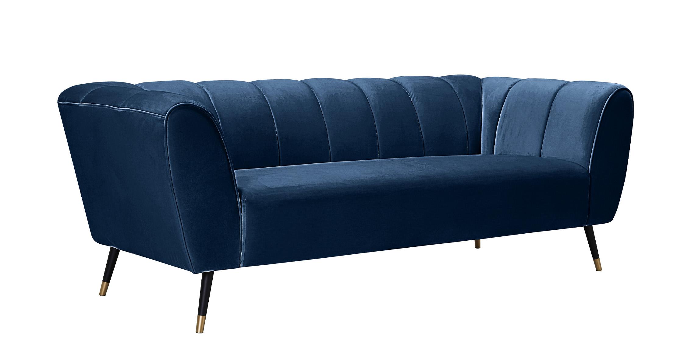 

    
Navy Velvet Channel Tufted Sofa BEAUMONT 626Navy-S Meridian Contemporary Modern
