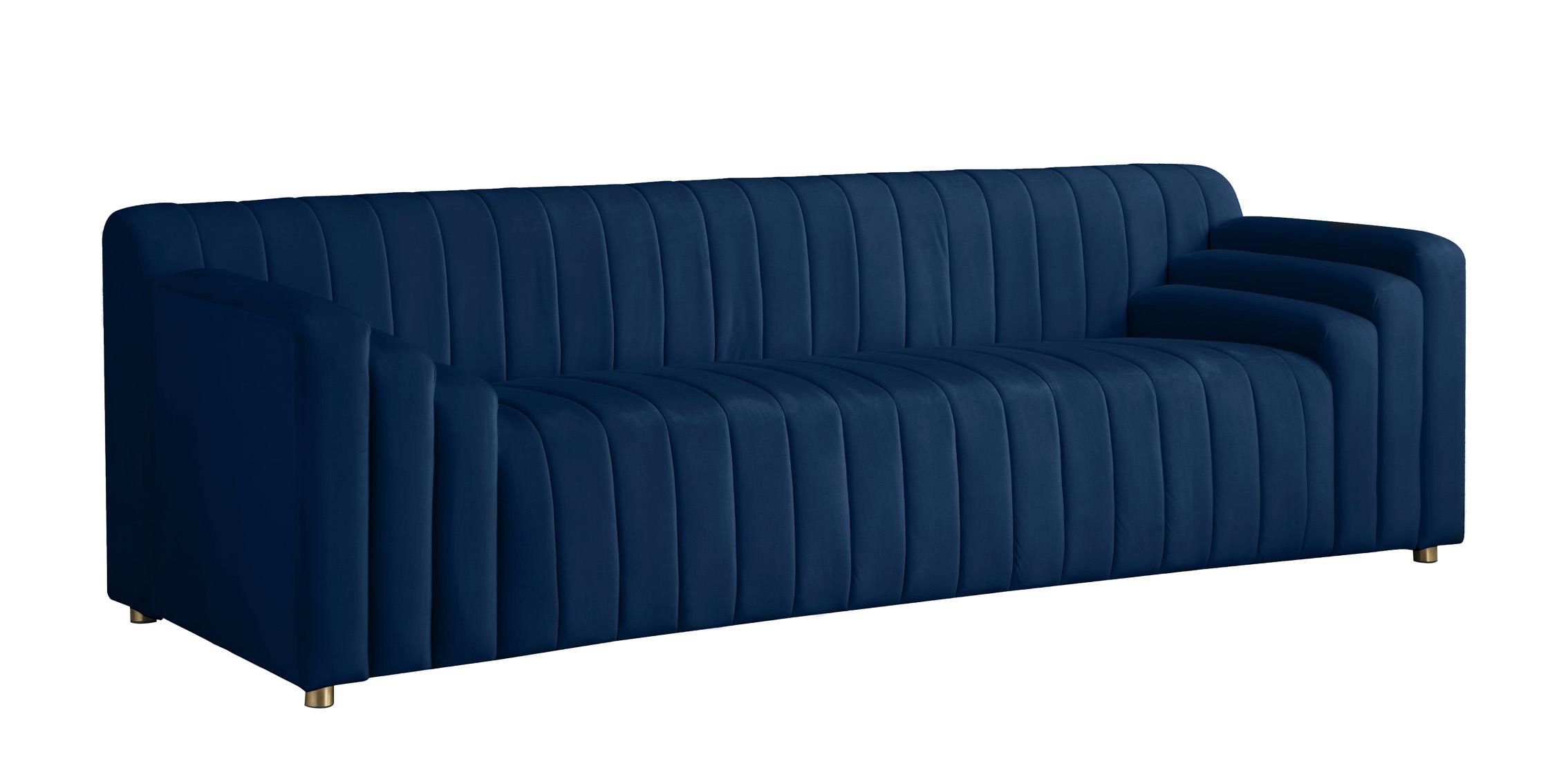 

    
Navy Velvet Channel Tufted Sofa Set 2Pcs NAYA 637Navy-S Meridian Contemporary
