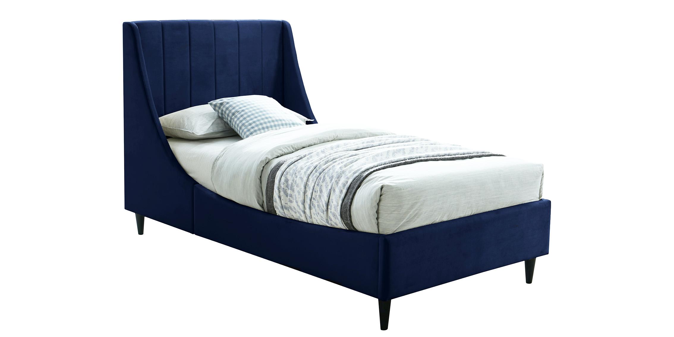 

    
Navy Velvet Channel Tufted Twin Bed EVA EvaNavy-T Meridian Contemporary
