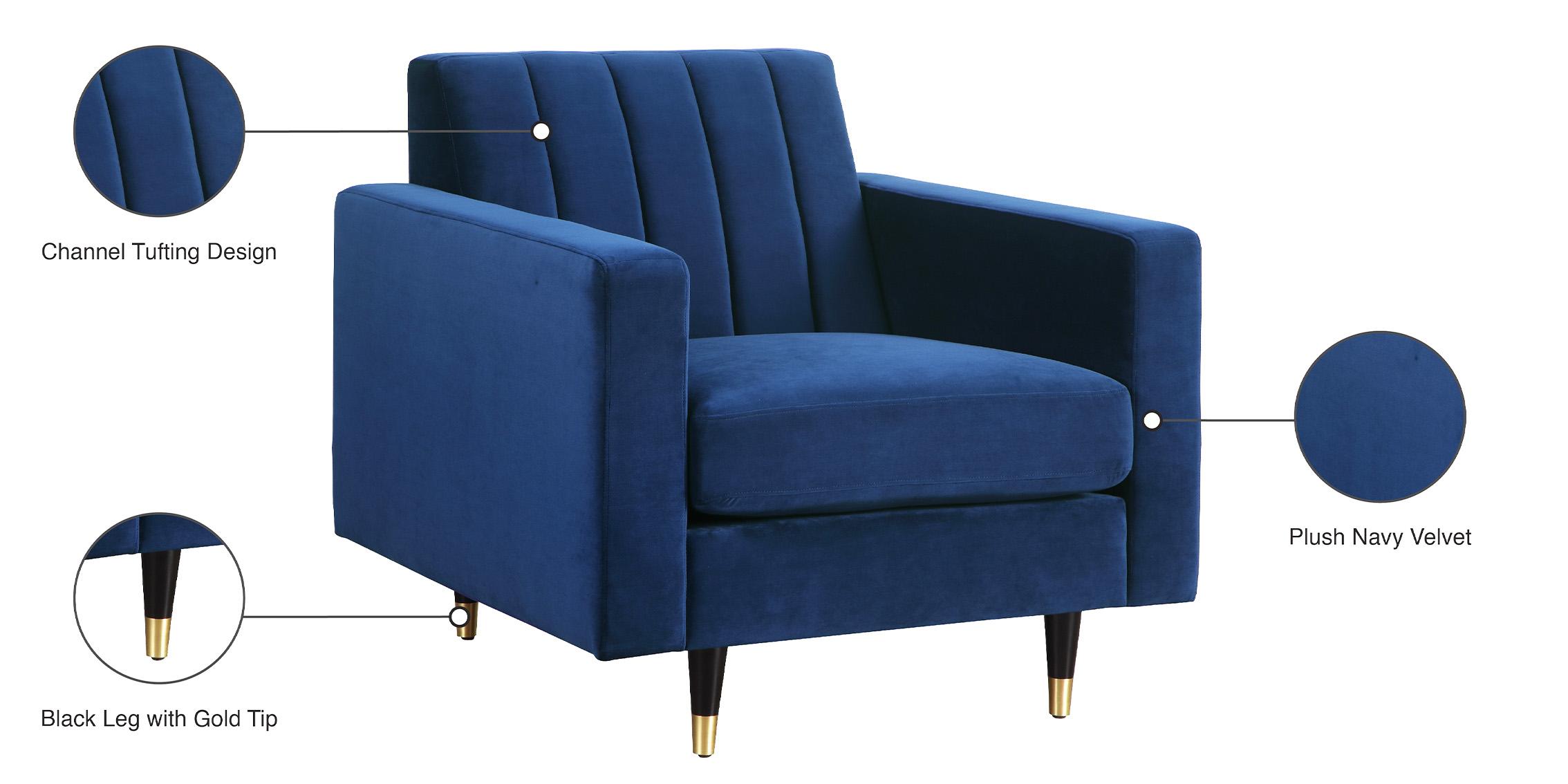 

        
Meridian Furniture LOLA 619Navy-C-Set-2 Arm Chair Set Navy blue Velvet 647899952708
