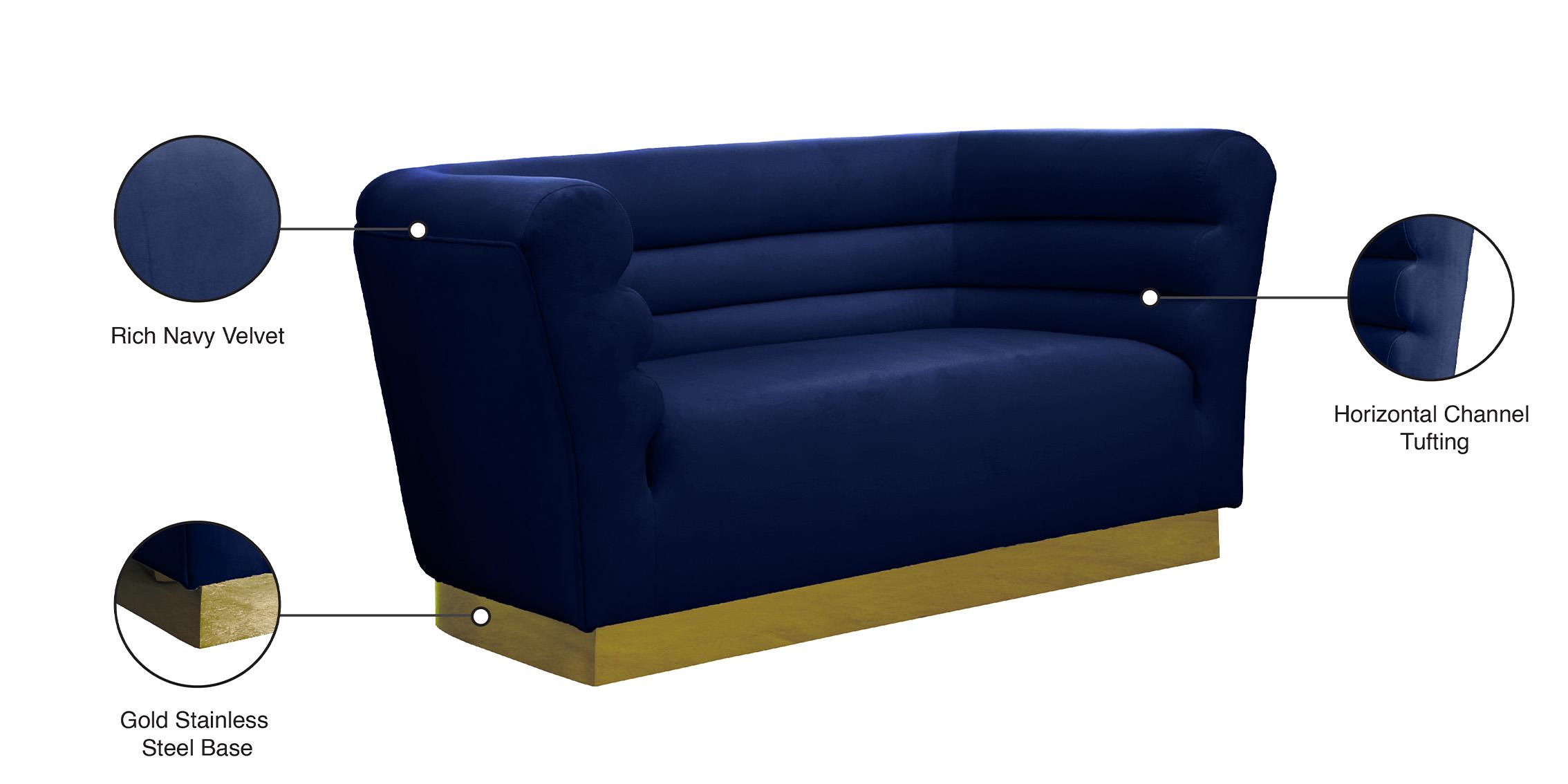 

        
Meridian Furniture BELLINI 669Navy Loveseat Blue Velvet 704831405781
