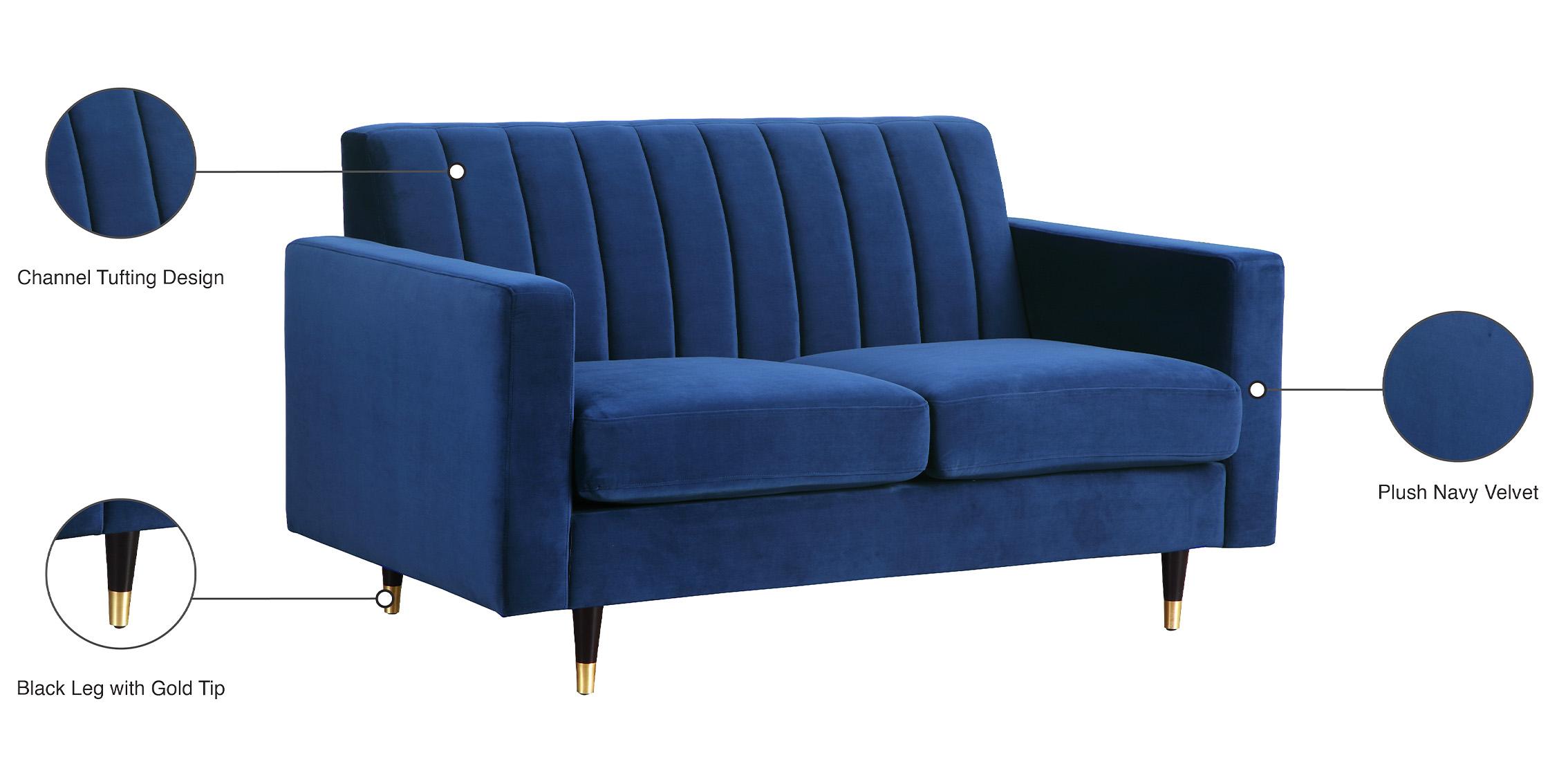 

        
Meridian Furniture LOLA 619Navy-L Loveseat Navy blue Velvet 647899952692
