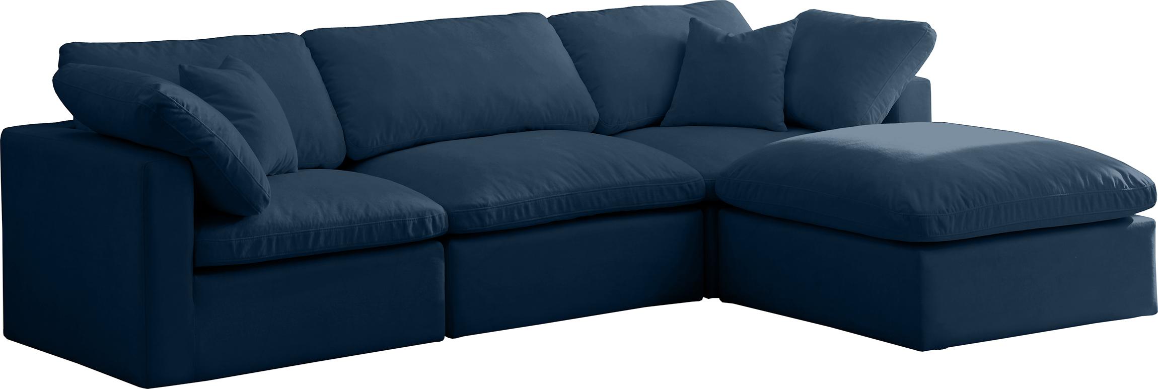 Contemporary, Modern Sectional Sofa Cloud NAVY NAVY-Sec-Cloud in Navy Fabric