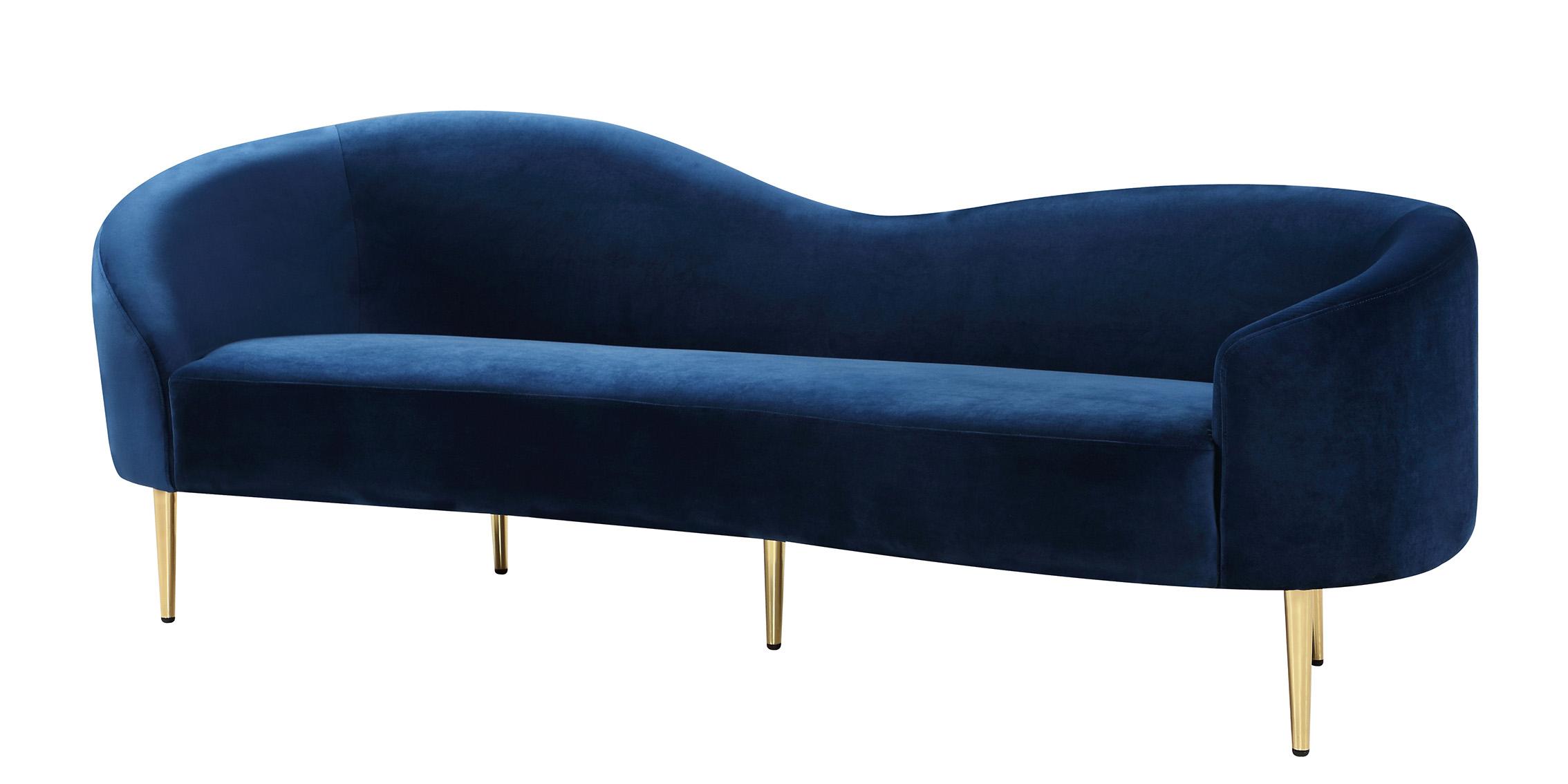 Contemporary, Modern Sofa RITZ 659Navy-S 659Navy-S in Chrome, Navy blue, Gold Velvet