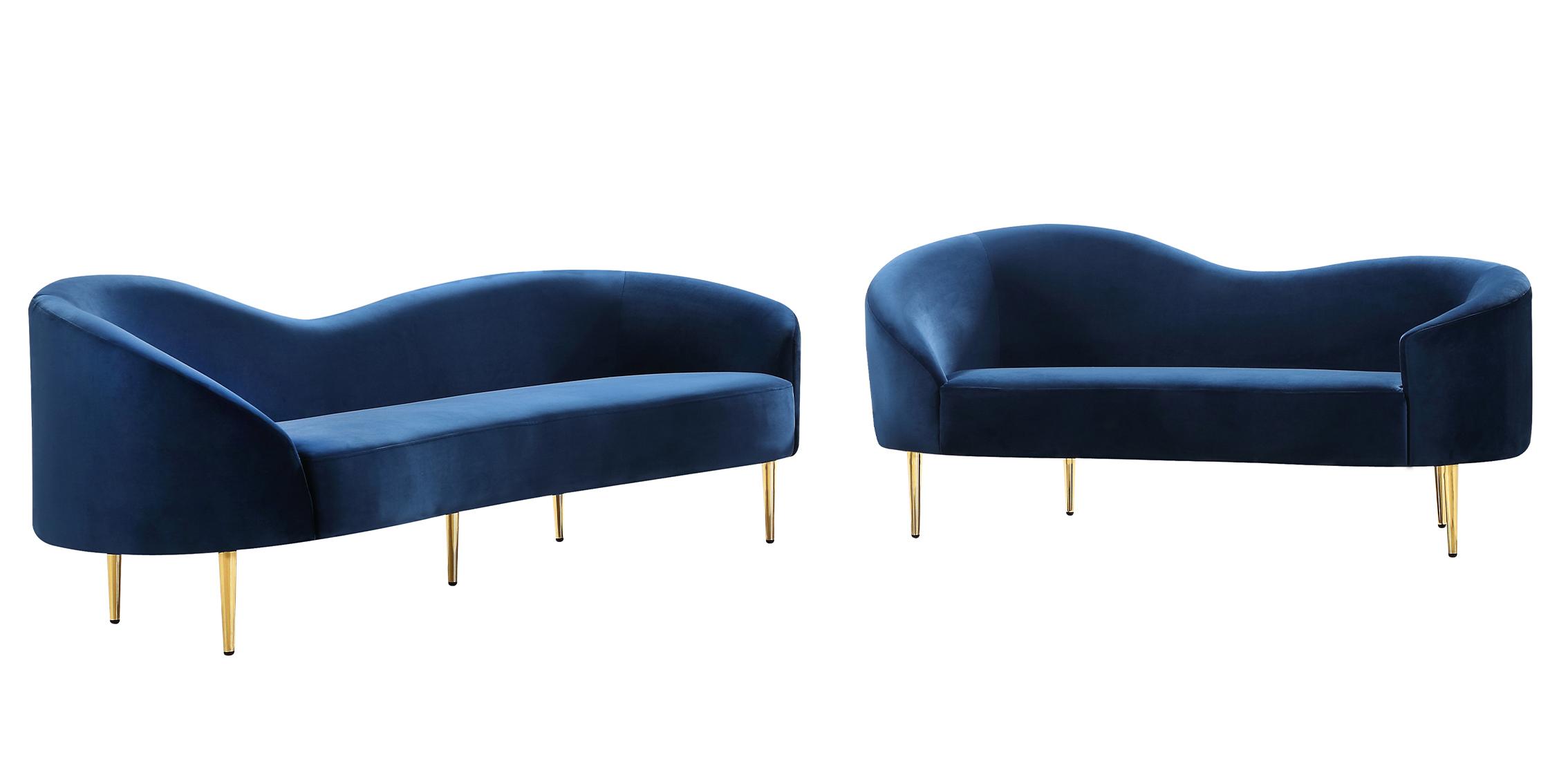 

        
Meridian Furniture RITZ 659Navy-S Sofa Chrome/Navy blue/Gold Velvet 704831402391
