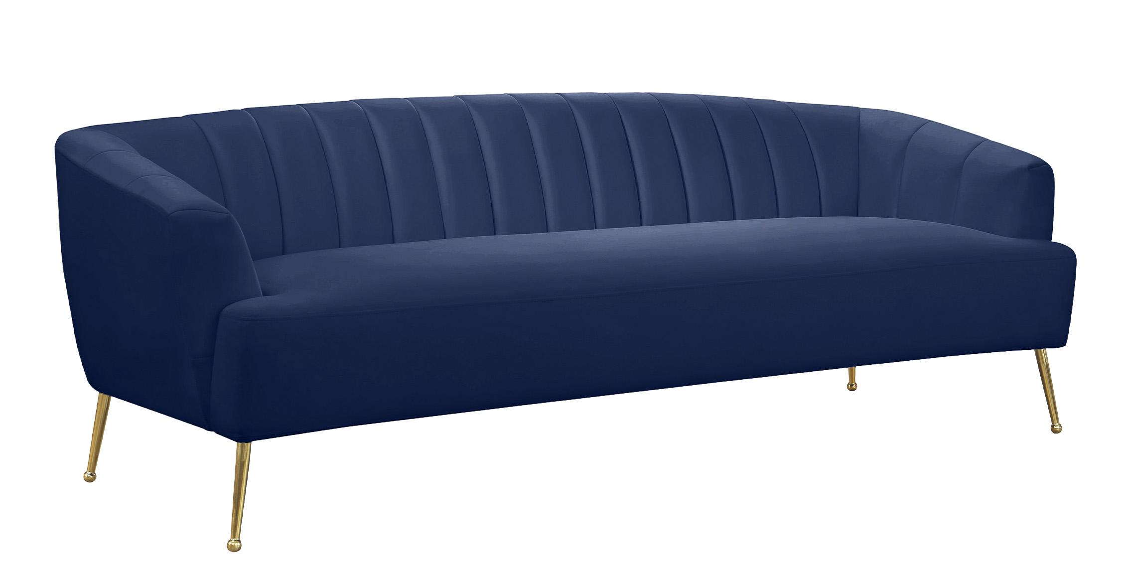 

    
Navy Velvet Channel Tufted Sofa Set 2P TORI 657Navy Meridian Modern Contemporary
