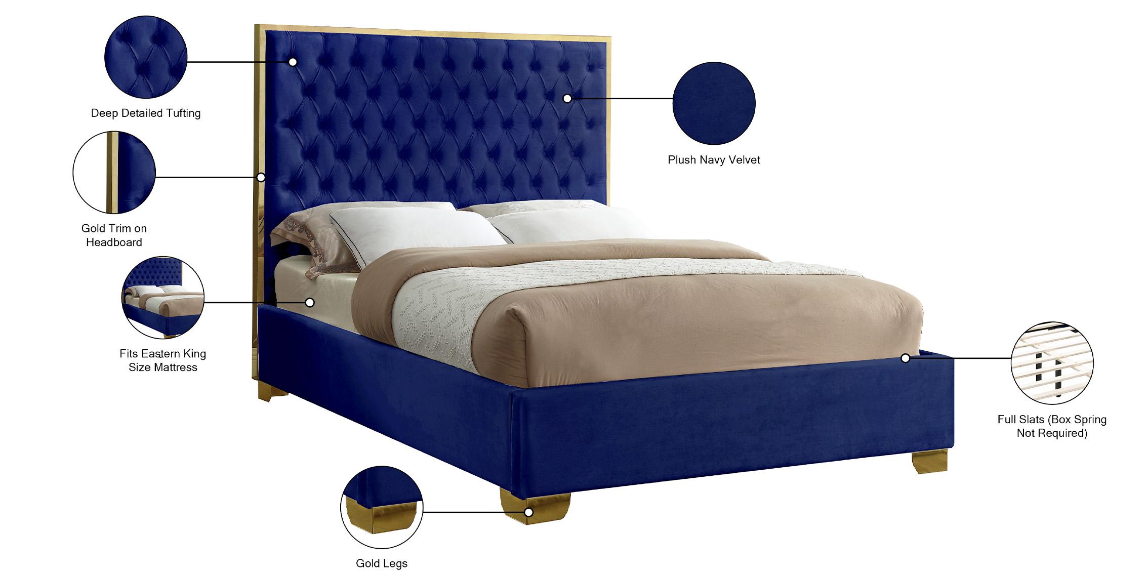 

        
Meridian Furniture LanaNavy-K Platform Bed Navy blue Velvet 647899945977
