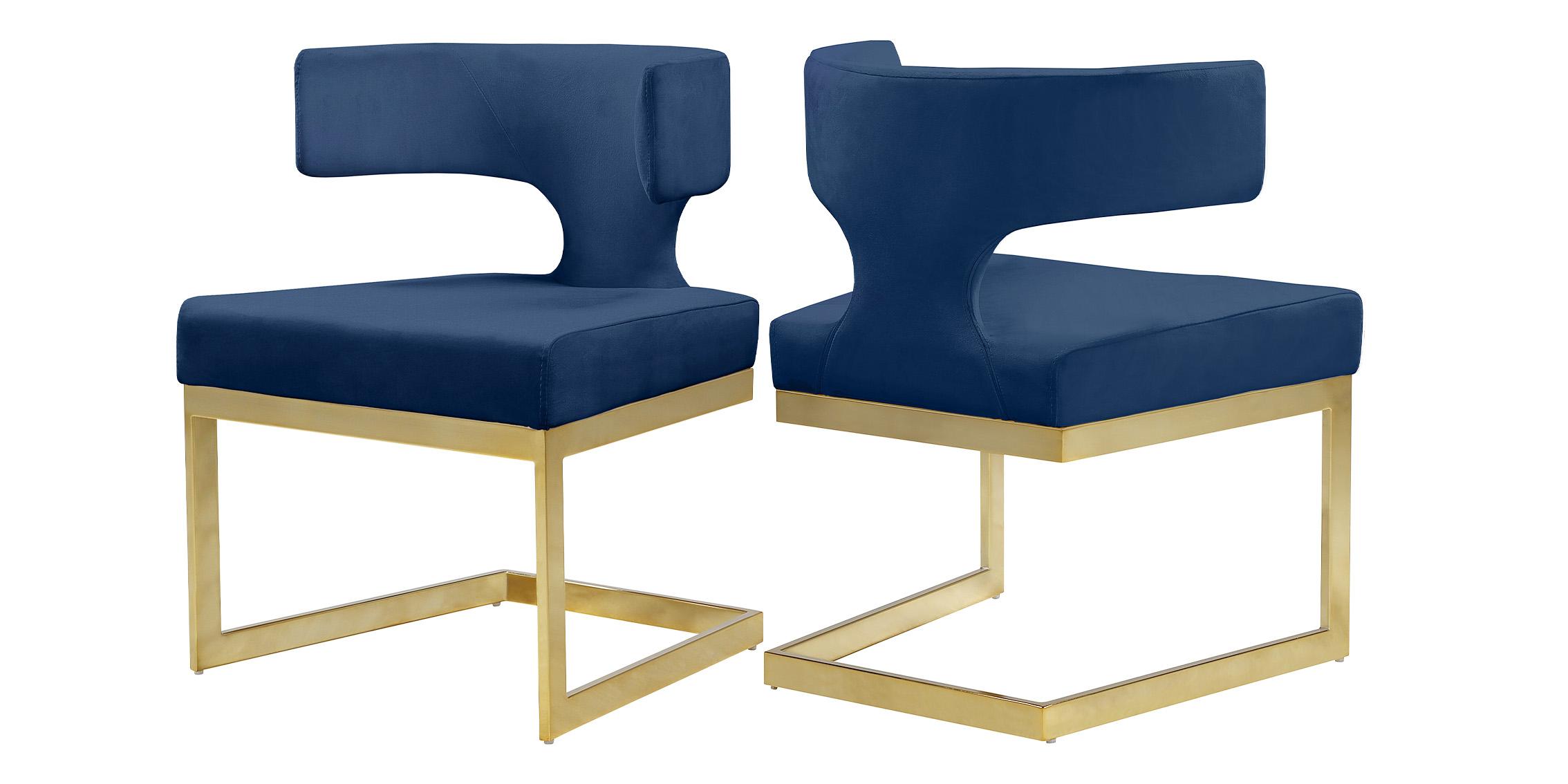 

    
Navy Velvet Dining Chair Set 2Pcs ALEXANDRA 953Navy-C Meridian Contemporary
