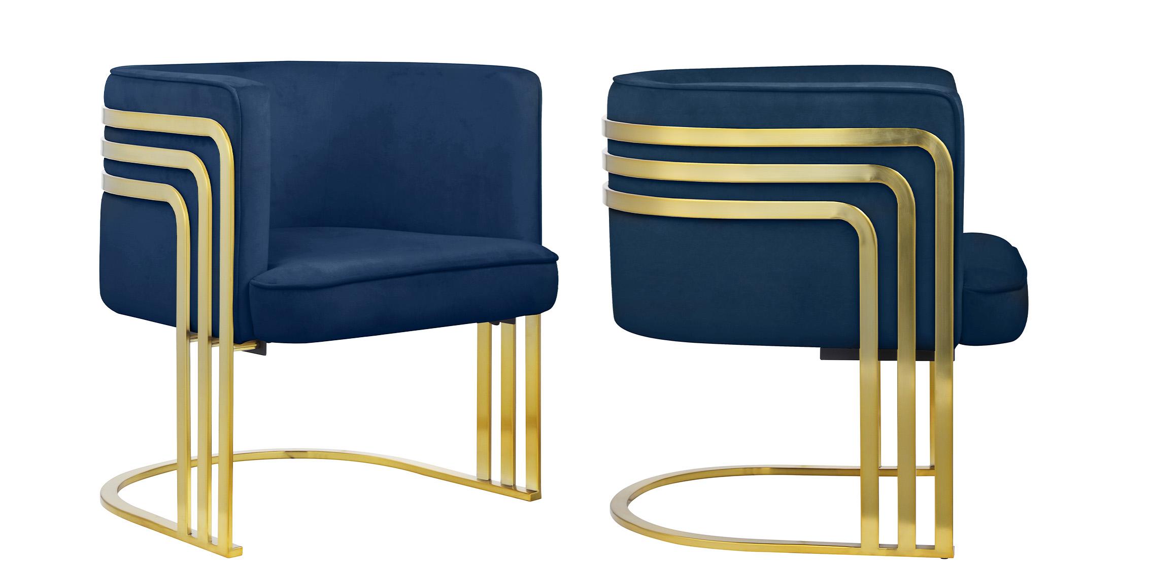 

    
Navy Velvet & Gold Accent Chair Set 2 RAYS 533Navy Meridian Modern Contemporary
