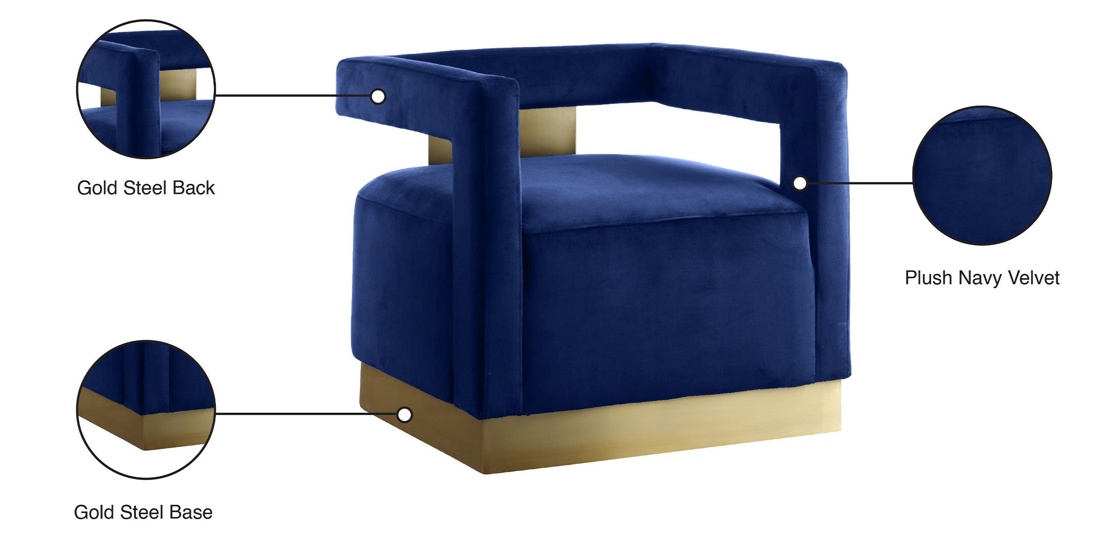 

    
Navy Velvet & Gold Base Chair ARMANI 597Navy Meridian Contemporary Modern
