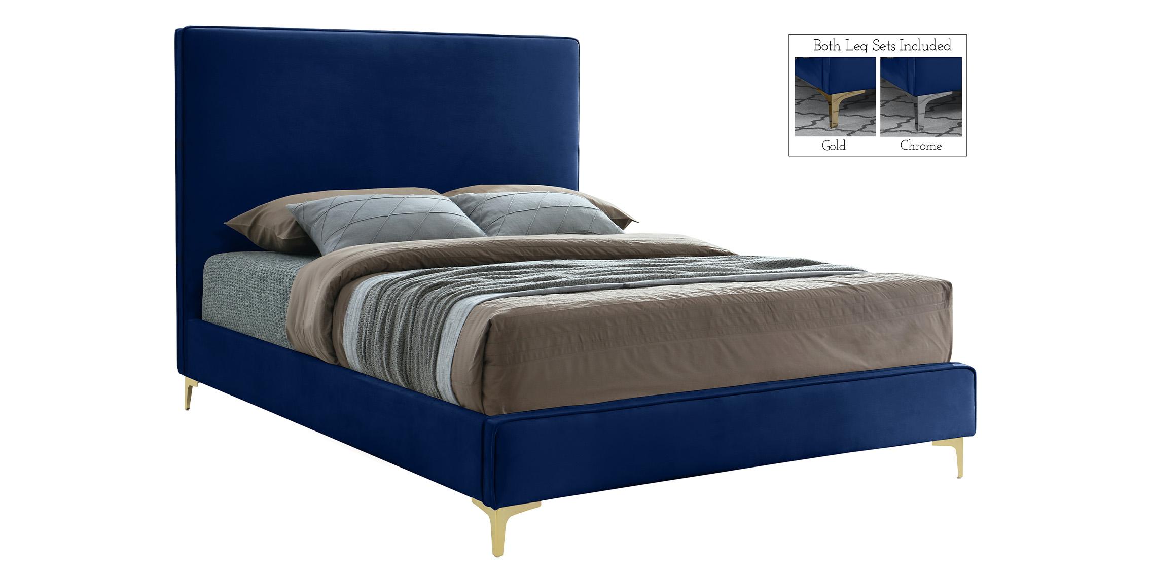 

    
Navy Velvet Gold & Chrome Legs Platform Full Bed GeriNavy-F Meridian Modern
