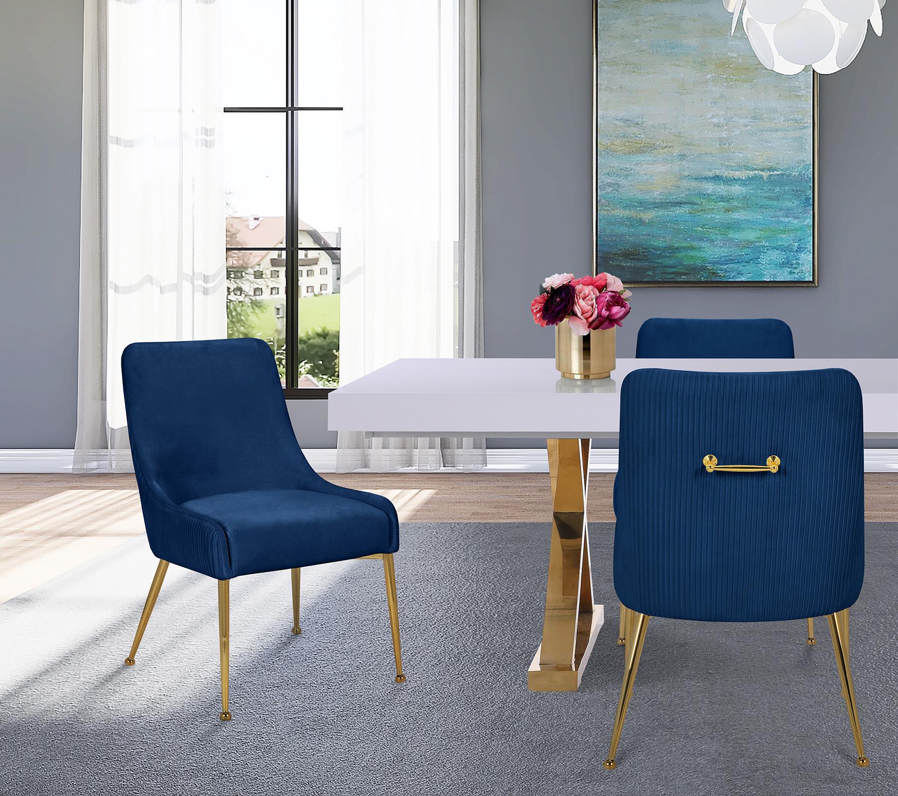 

    
Navy Velvet & Gold Dining Chair Set 2Pcs ACE 855Navy Meridian Contemporary
