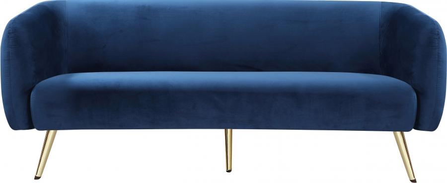 

        
Meridian Furniture Harlow Sofa Loveseat and Chair Set Chrome/Navy blue/Gold Velvet 704831402568
