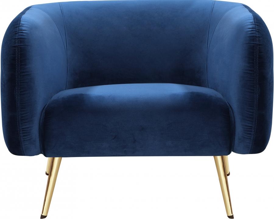 

    
 Photo  Navy Velvet Gold Metal Legs Sofa Loveseat & Chair Meridian Furniture Harlow
