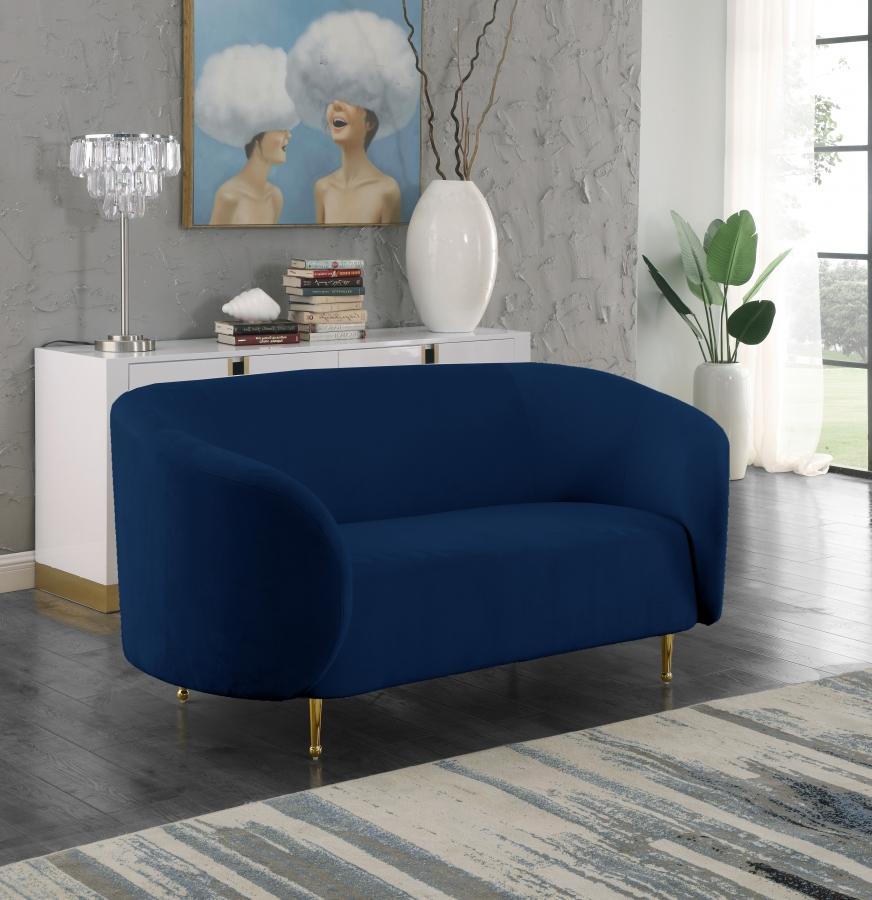 

    
611Navy-Set-3 Navy Velvet Gold Steel Legs Sofa Loveseat & Chair Meridian Furniture Lavilla

