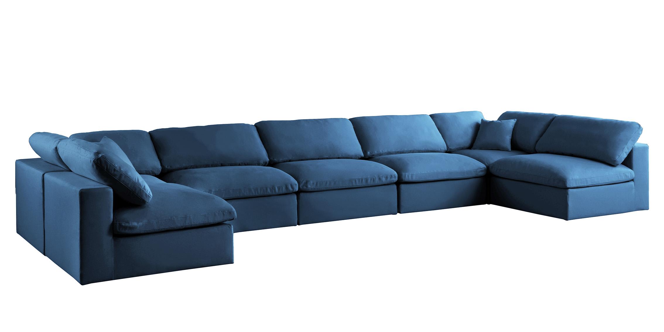 Contemporary, Modern Modular Sectional Sofa 602Navy-Sec7B 602Navy-Sec7B in Navy Fabric
