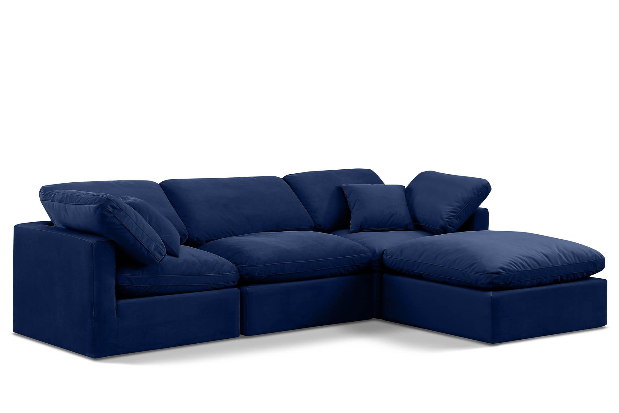 Contemporary, Modern Modular Sectional Sofa INDULGE 147Navy-Sec4A 147Navy-Sec4A in Navy Velvet