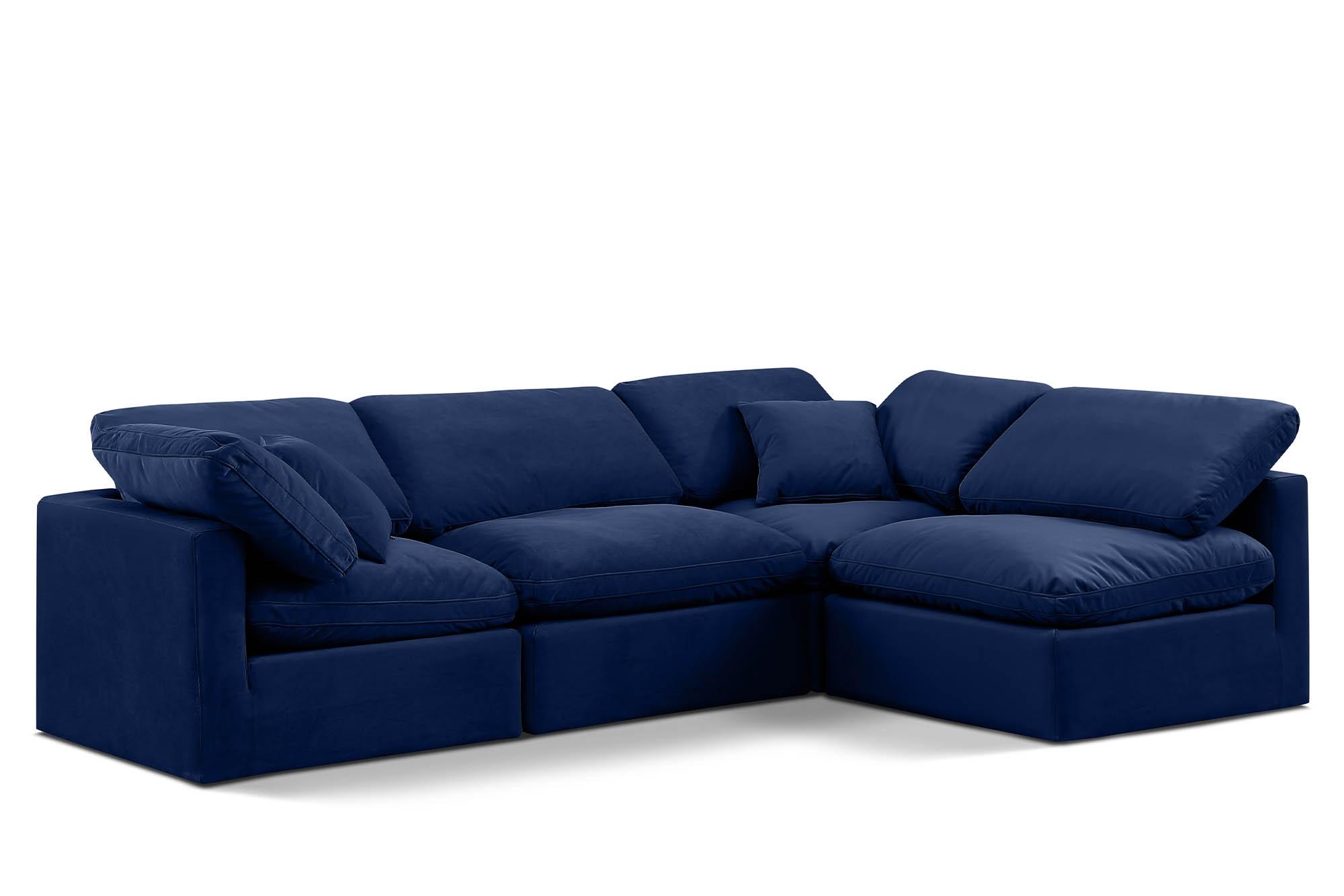 Contemporary, Modern Modular Sectional Sofa INDULGE 147Navy-Sec4B 147Navy-Sec4B in Navy Velvet