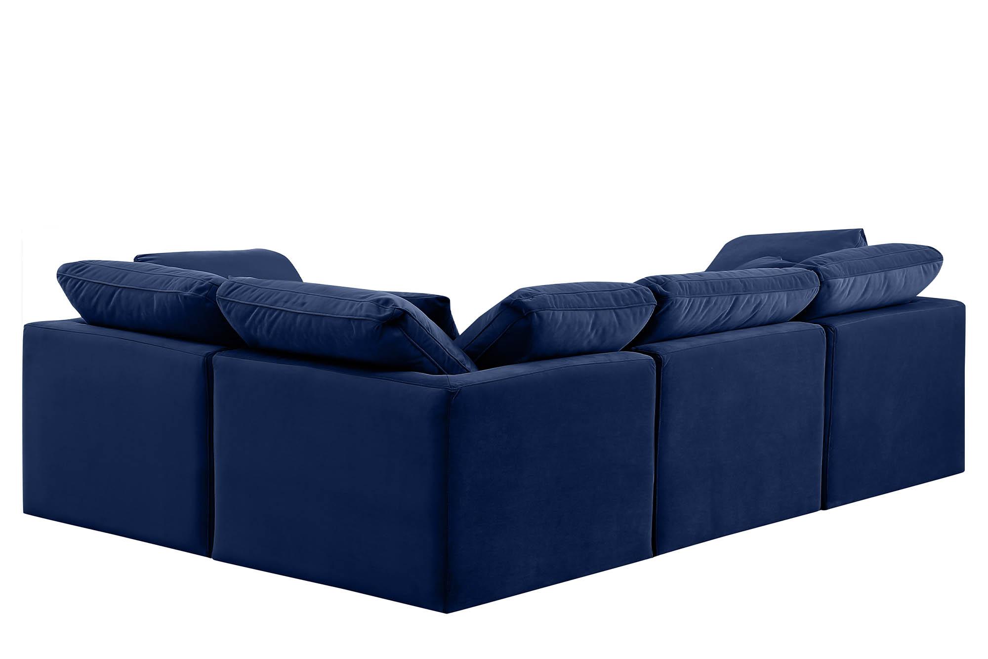 

        
Meridian Furniture INDULGE 147Navy-Sec4C Modular Sectional Sofa Navy Velvet 094308321851
