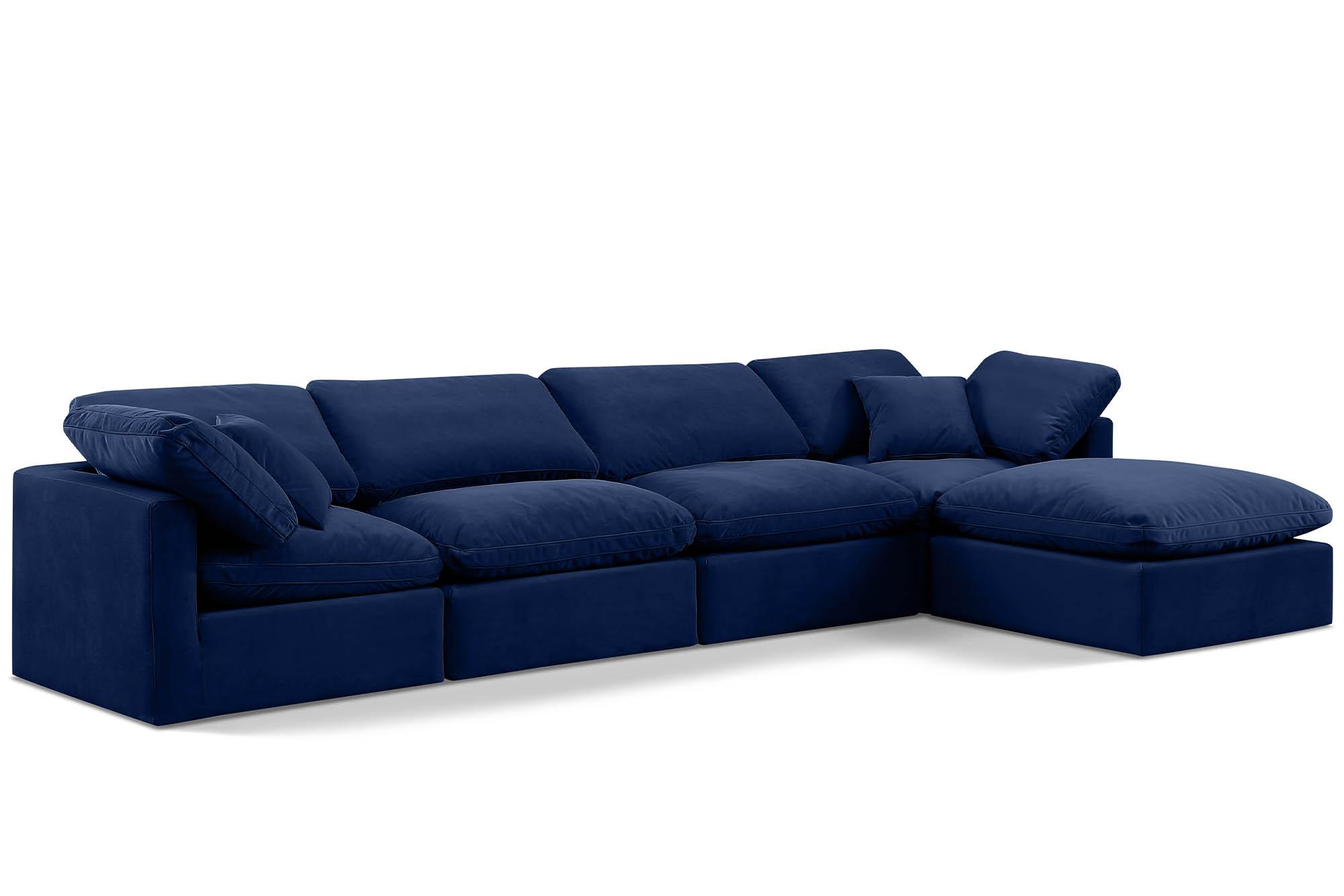 Contemporary, Modern Modular Sectional Sofa INDULGE 147Navy-Sec5A 147Navy-Sec5A in Navy Velvet