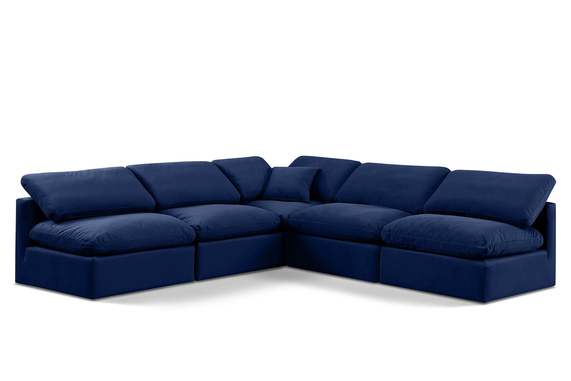 Contemporary, Modern Modular Sectional Sofa INDULGE 147Navy-Sec5B 147Navy-Sec5B in Navy Velvet