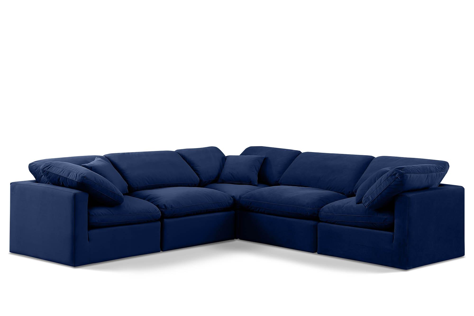 Contemporary, Modern Modular Sectional Sofa INDULGE 147Navy-Sec5C 147Navy-Sec5C in Navy Velvet