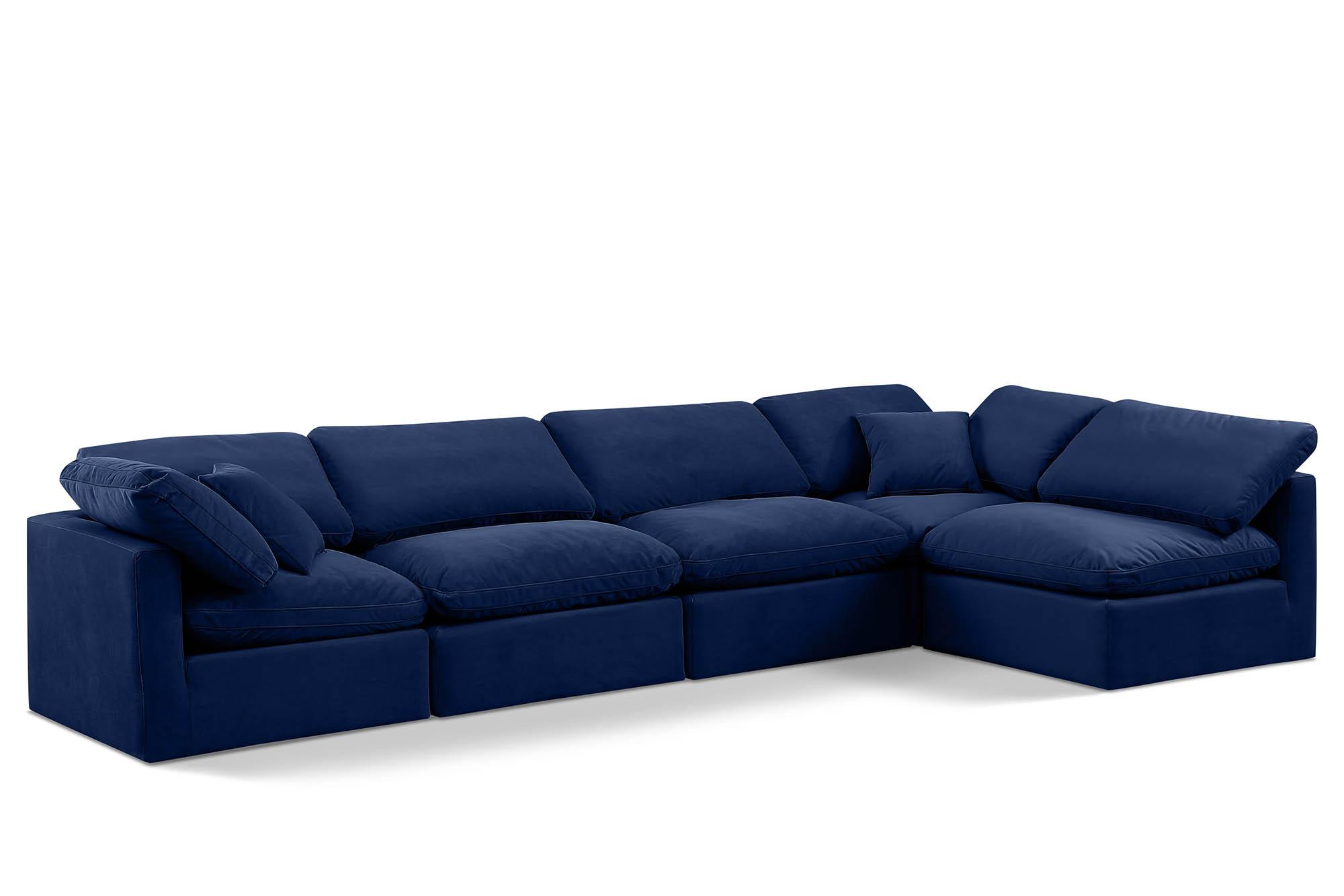 Contemporary, Modern Modular Sectional Sofa INDULGE 147Navy-Sec5D 147Navy-Sec5D in Navy Velvet