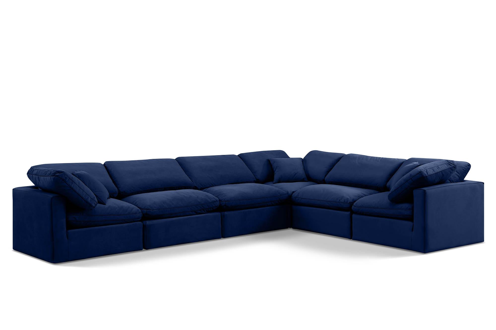 Contemporary, Modern Modular Sectional Sofa INDULGE 147Navy-Sec6A 147Navy-Sec6A in Navy Velvet