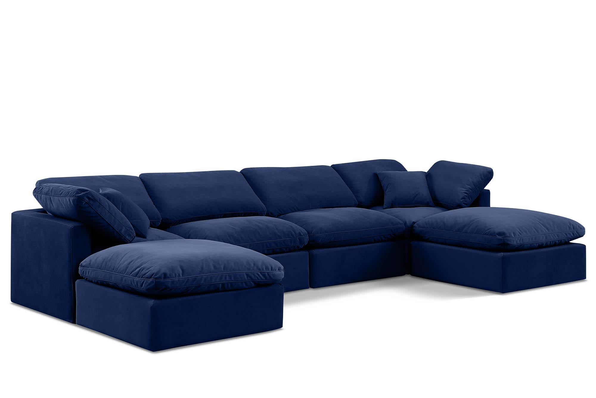 Contemporary, Modern Modular Sectional Sofa INDULGE 147Navy-Sec6B 147Navy-Sec6B in Navy Velvet