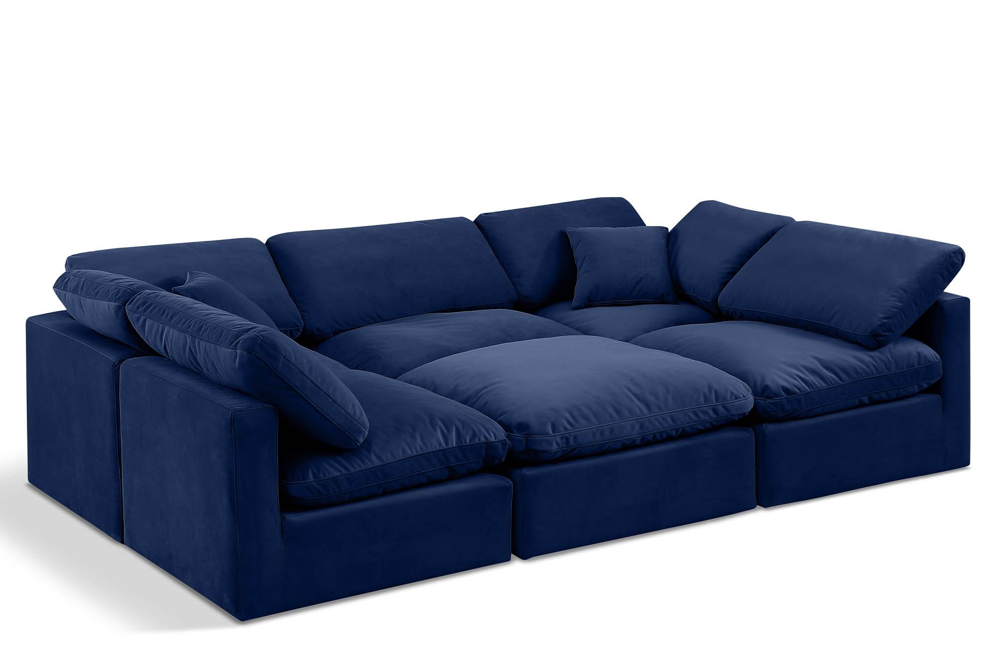 Contemporary, Modern Modular Sectional Sofa INDULGE 147Navy-Sec6C 147Navy-Sec6C in Navy Velvet