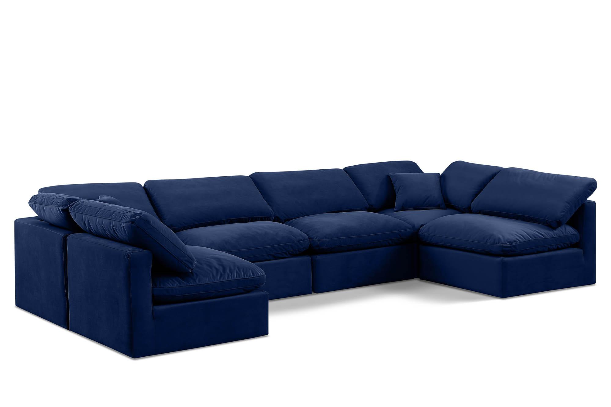 Contemporary, Modern Modular Sectional Sofa INDULGE 147Navy-Sec6D 147Navy-Sec6D in Navy Velvet