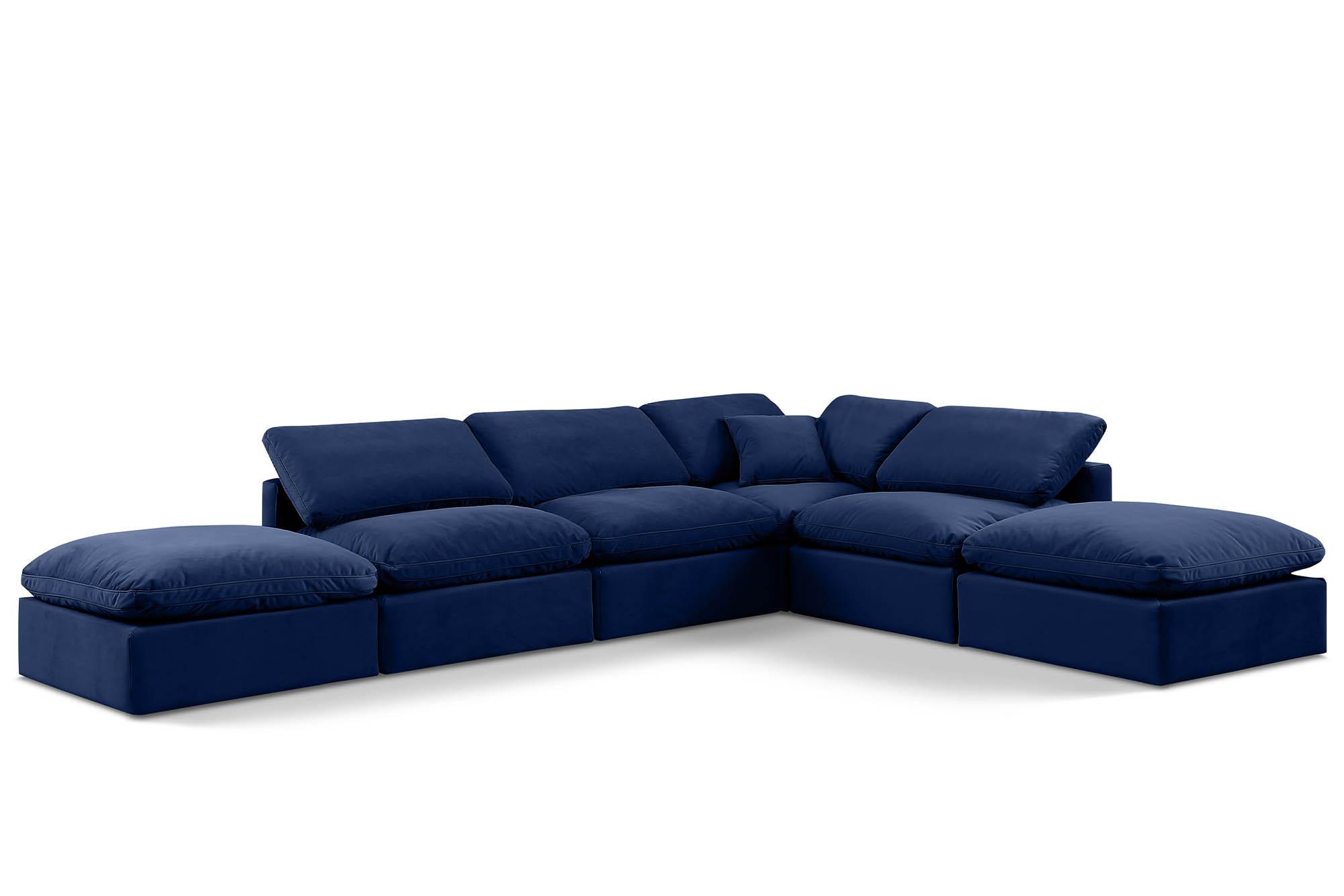 Contemporary, Modern Modular Sectional Sofa INDULGE 147Navy-Sec6E 147Navy-Sec6E in Navy Velvet