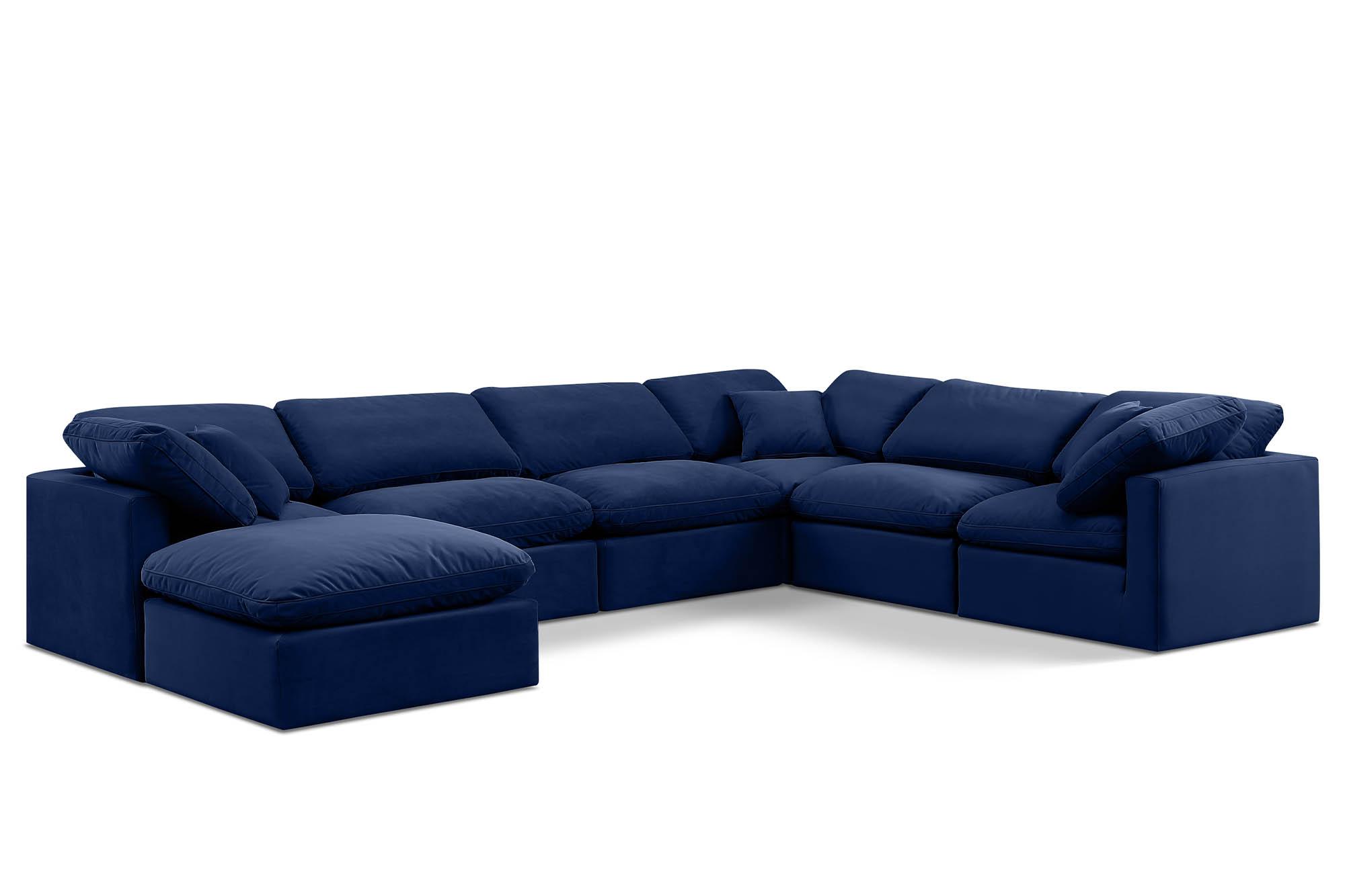 Contemporary, Modern Modular Sectional Sofa INDULGE 147Navy-Sec7A 147Navy-Sec7A in Navy Velvet