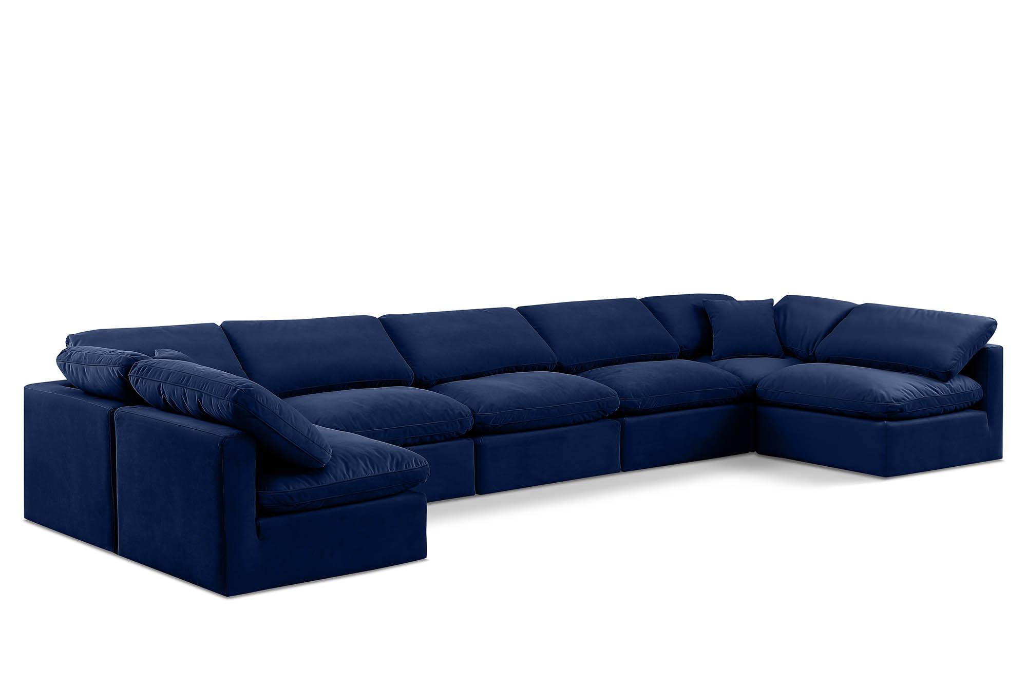 Contemporary, Modern Modular Sectional Sofa INDULGE 147Navy-Sec7B 147Navy-Sec7B in Navy Velvet