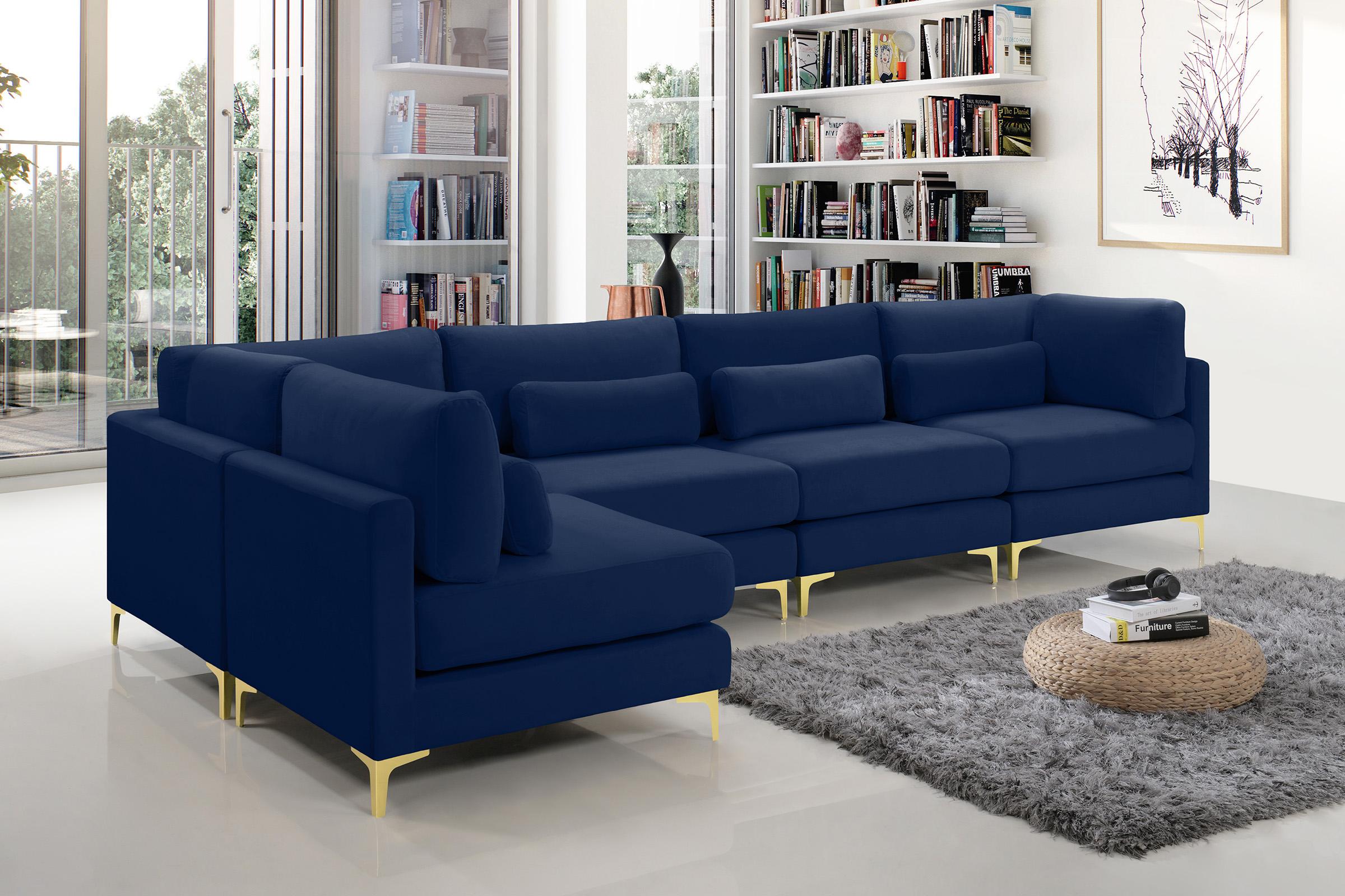 

        
Meridian Furniture JULIA 605Navy-Sec5D Modular Sectional Sofa Navy Velvet 094308263823
