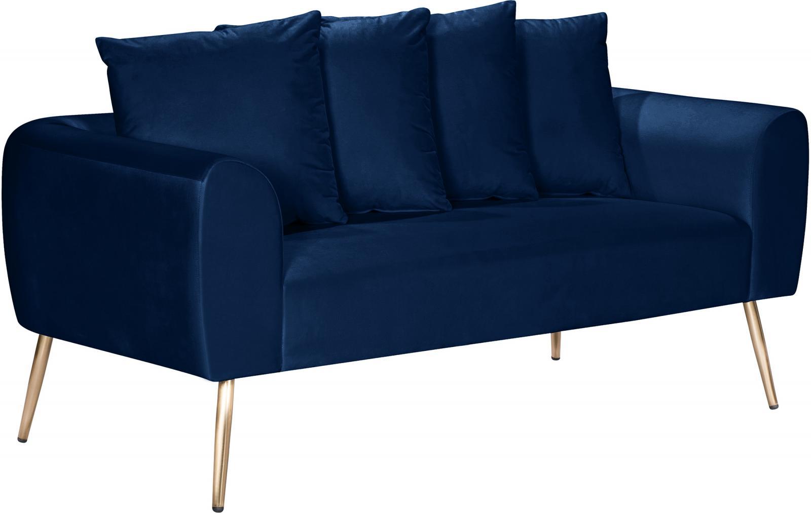 

        
753359801216NAVY Velvet Quinn Sofa Set 3Pcs MERIDIAN Contemporary Modern Mid-Century
