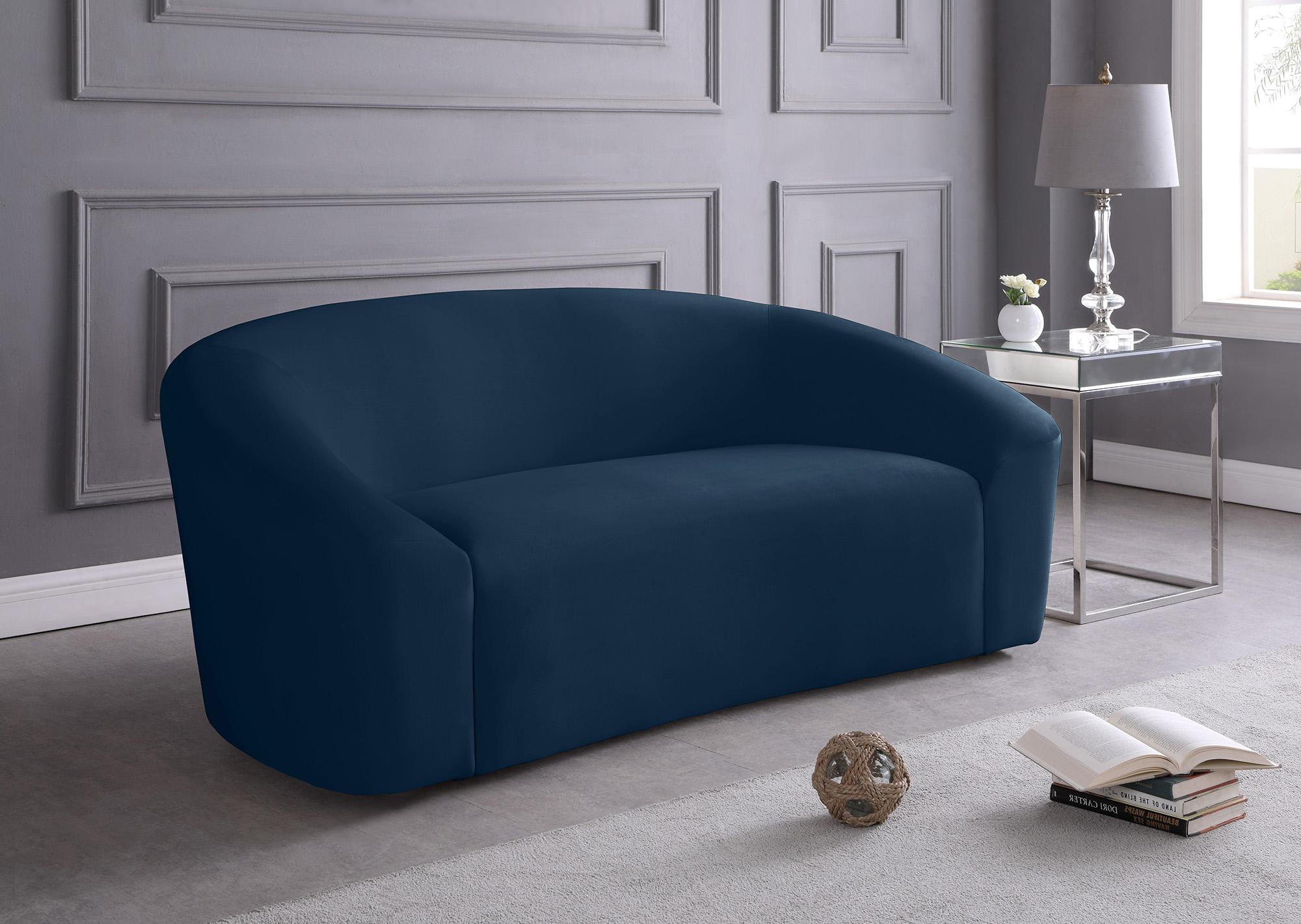 

    
 Order  Navy Velvet Sofa Set 2Pcs RILEY 610Navy-S Meridian Modern Contemporary
