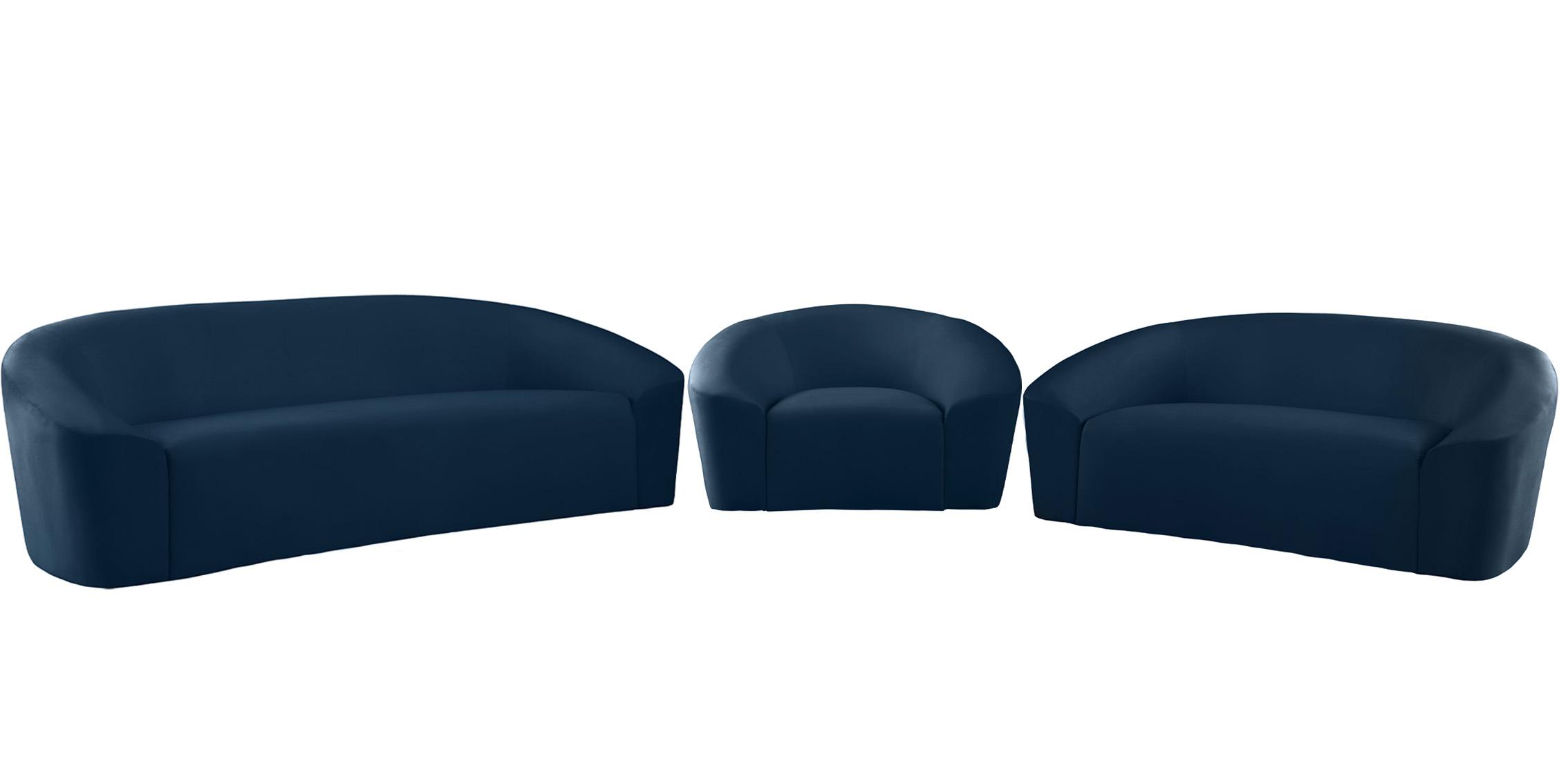 Meridian Furniture RILEY 610Navy-S-Set-3 Sofa Set