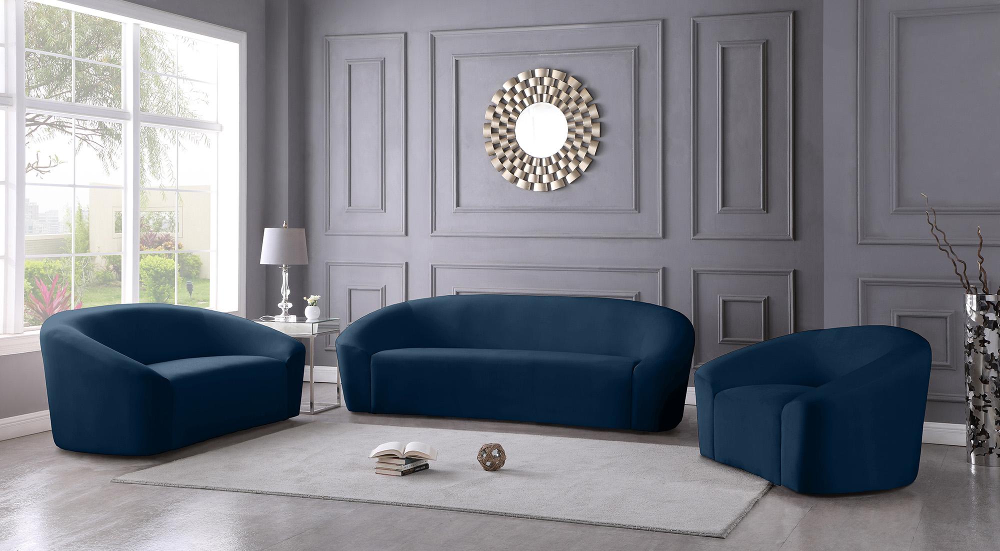 

    
610Navy-S-Set-3 Navy Velvet Sofa Set 3Pcs RILEY 610Navy-S Meridian Modern Contemporary
