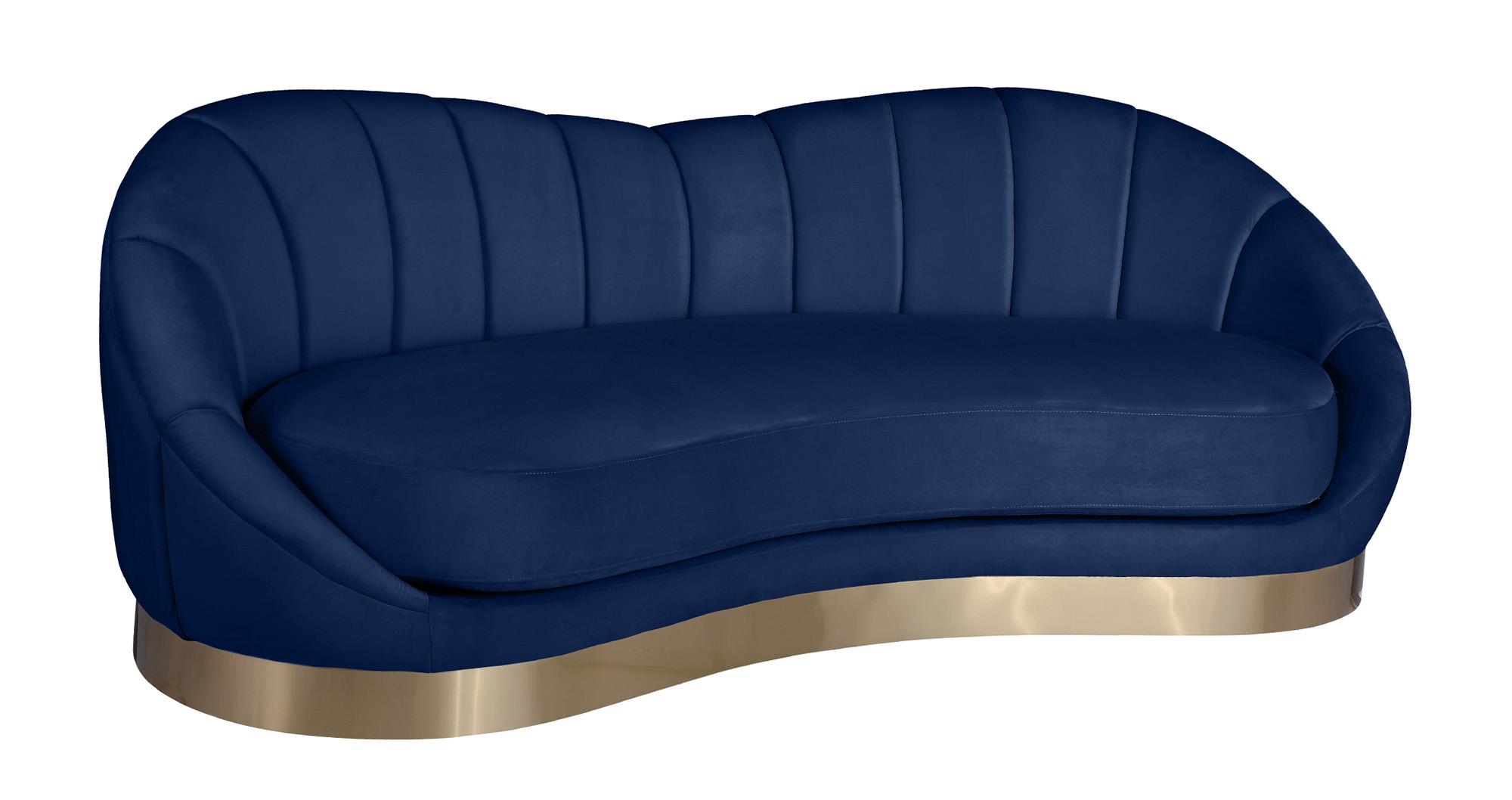 

    
Navy Velvet Rounded Sofa SHELLY 623Navy-S Meridian Contemporary Modern
