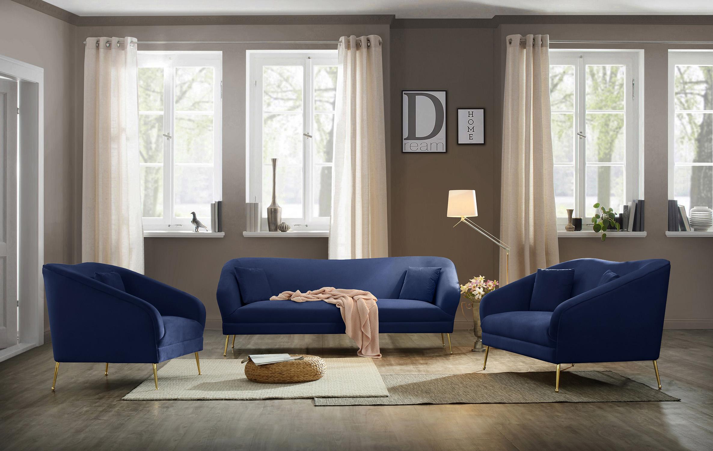 Meridian Furniture HERMOSA 658Navy Sofa Set