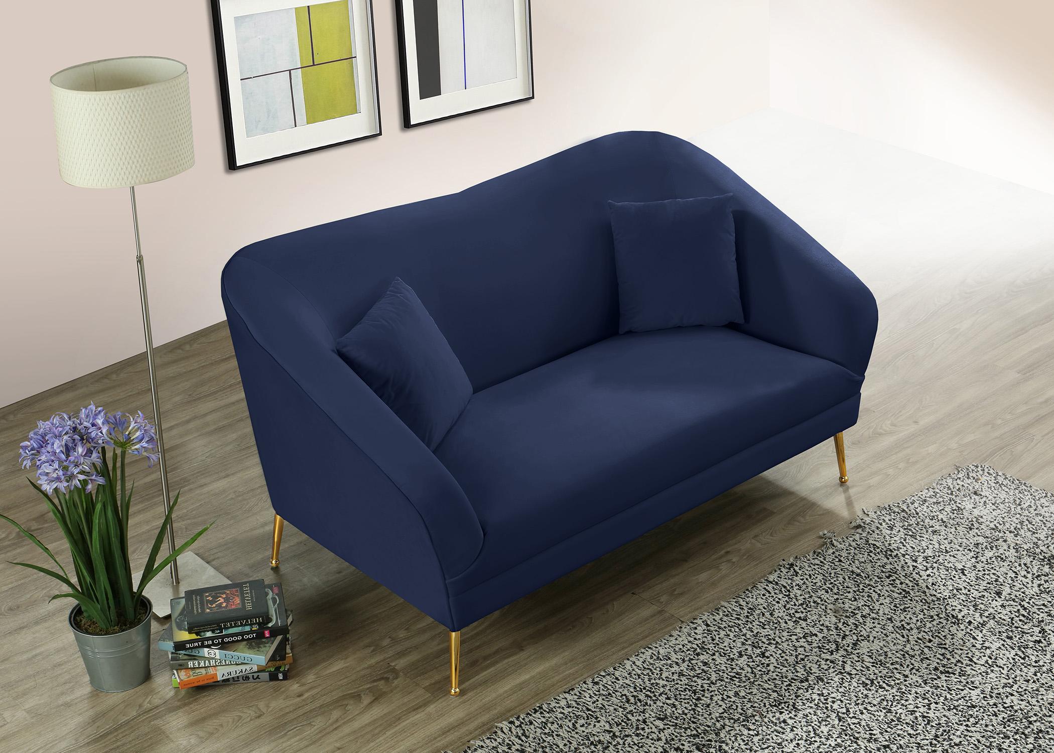 

    
 Shop  Navy Velvet Curved Sofa Set 2Pcs HERMOSA 658Navy Meridian Mid-Century Modern
