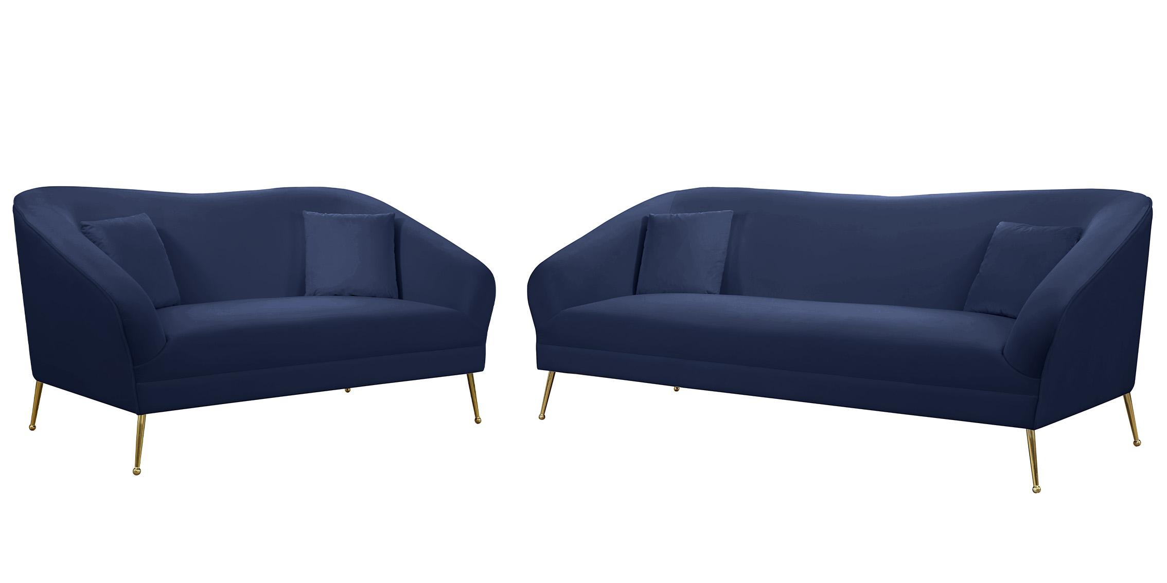

    
Navy Velvet Curved Sofa Set 2Pcs HERMOSA 658Navy Meridian Mid-Century Modern
