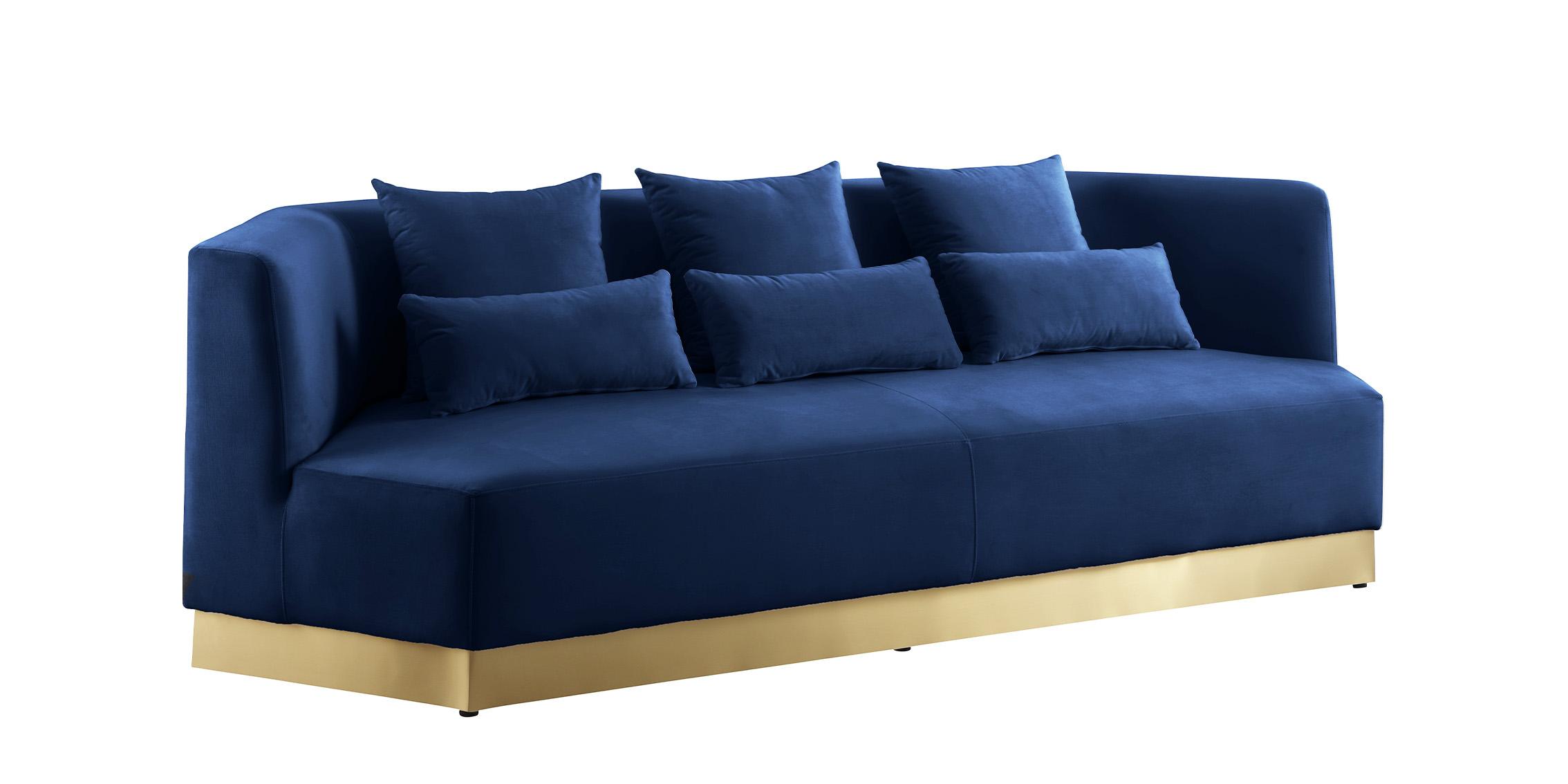 Contemporary Sofa MARQUIS 600Navy 600Navy-S in Navy blue Velvet