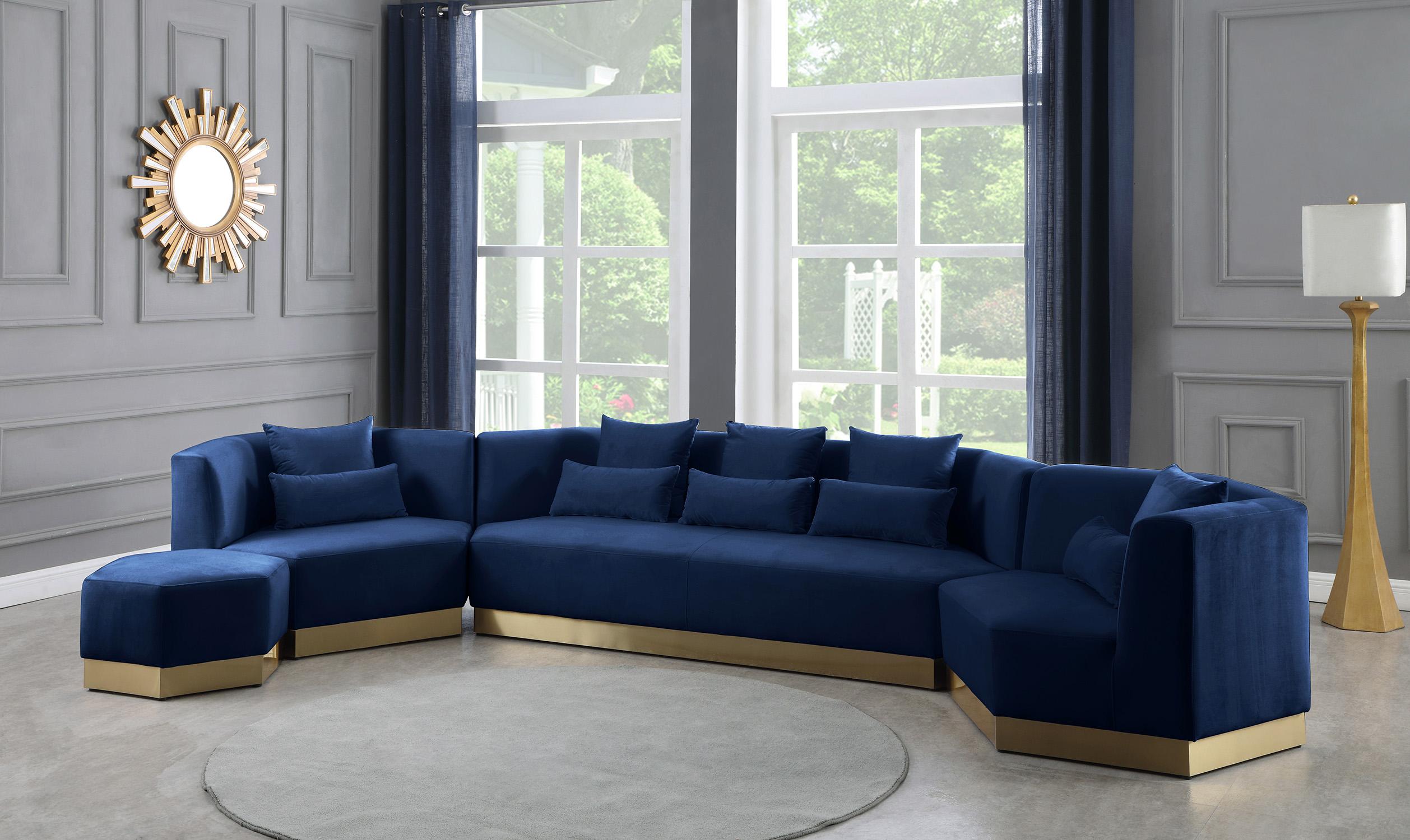 

    
Navy Velvet Sofa Set 4Pcs MARQUIS 600Navy-S Meridian Contemporary Modern
