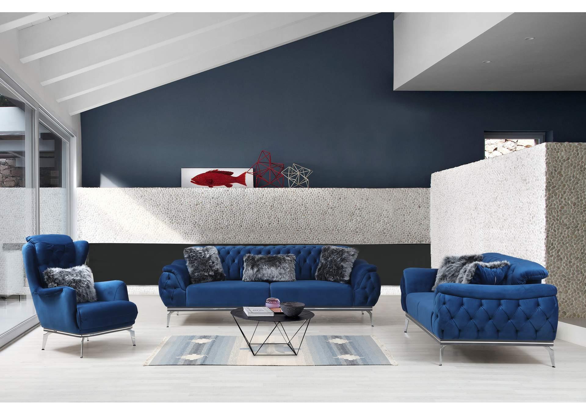 

    
Navy Velvet Steel Legs Sofa Set 3Pcs Contemporary Alpha Furniture Barcelona
