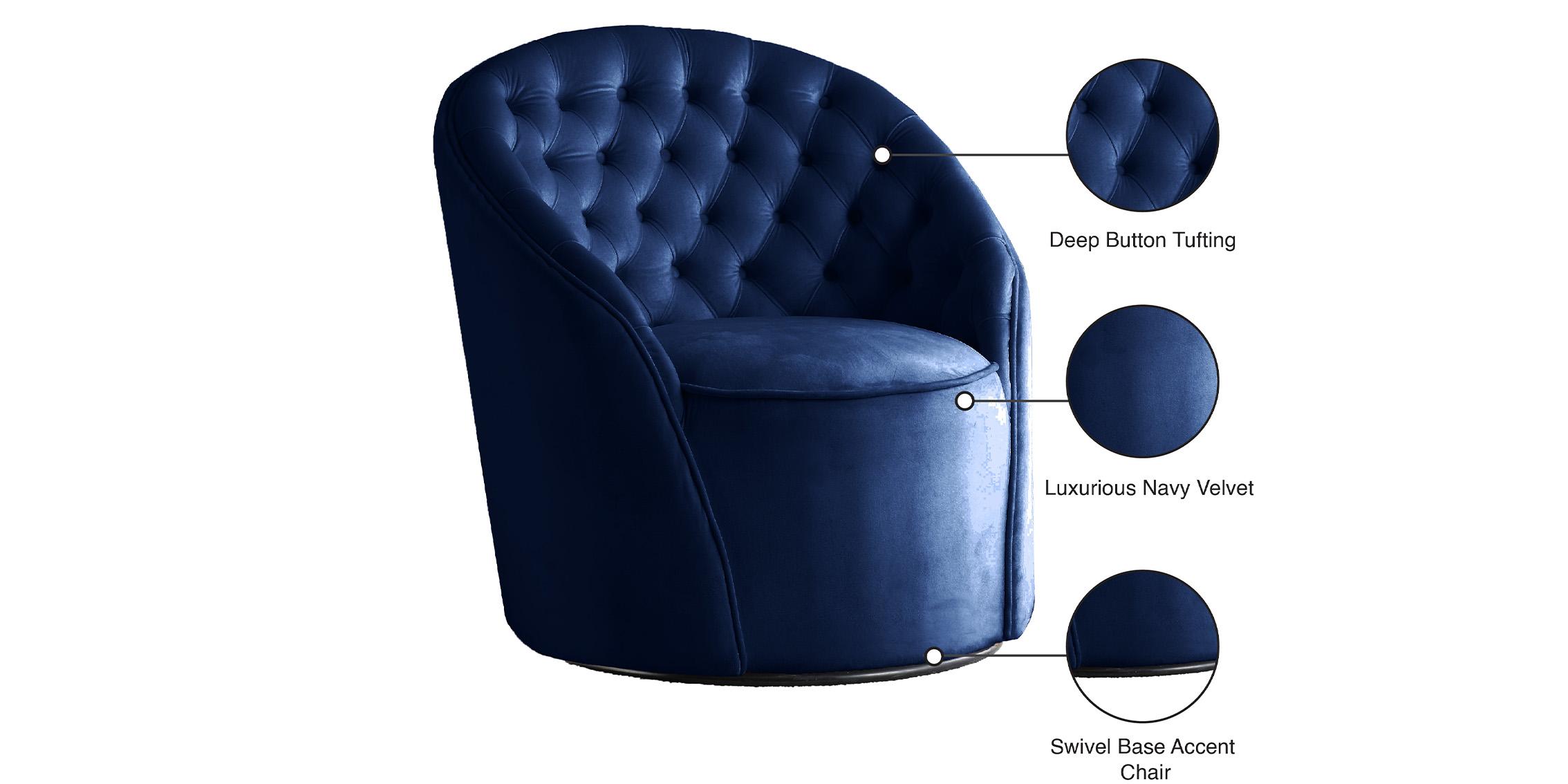 

        
Meridian Furniture ALESSIO 501Navy Accent Chair Navy Velvet 704831404630
