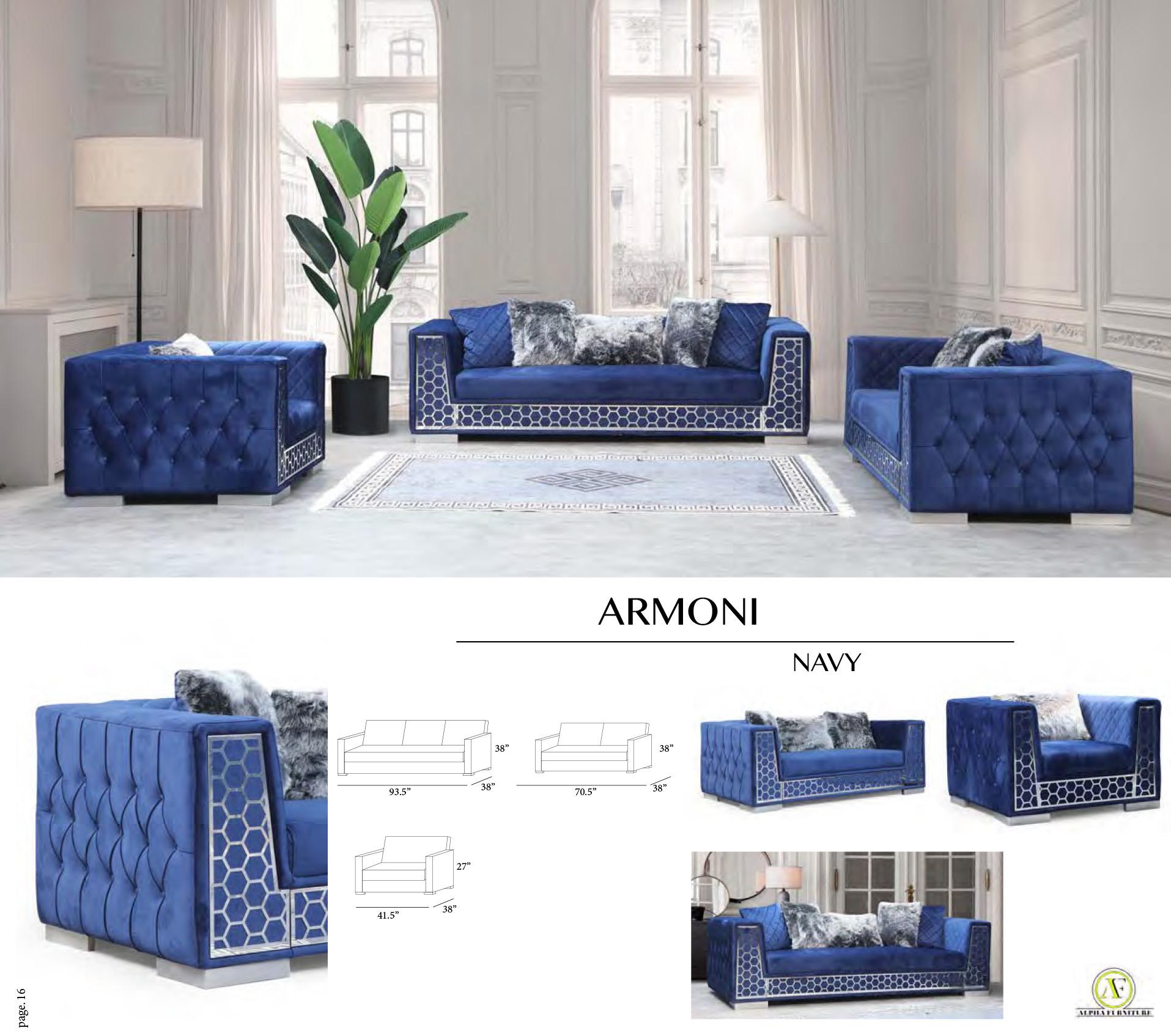 

    
Navy Velvet Tufted Channels Sofa Set 2Pcs Contemporary Alpha Furniture Armoni
